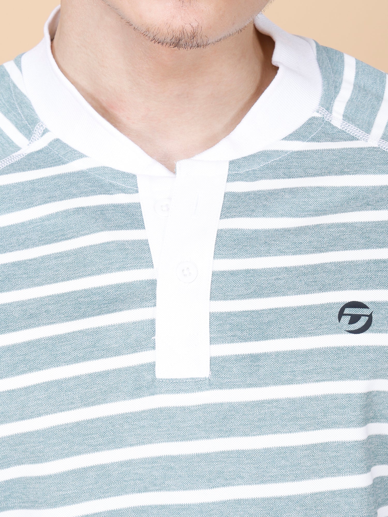 Drizone Collar Polo T-shirt – Mattie Striped Design - Dark Green