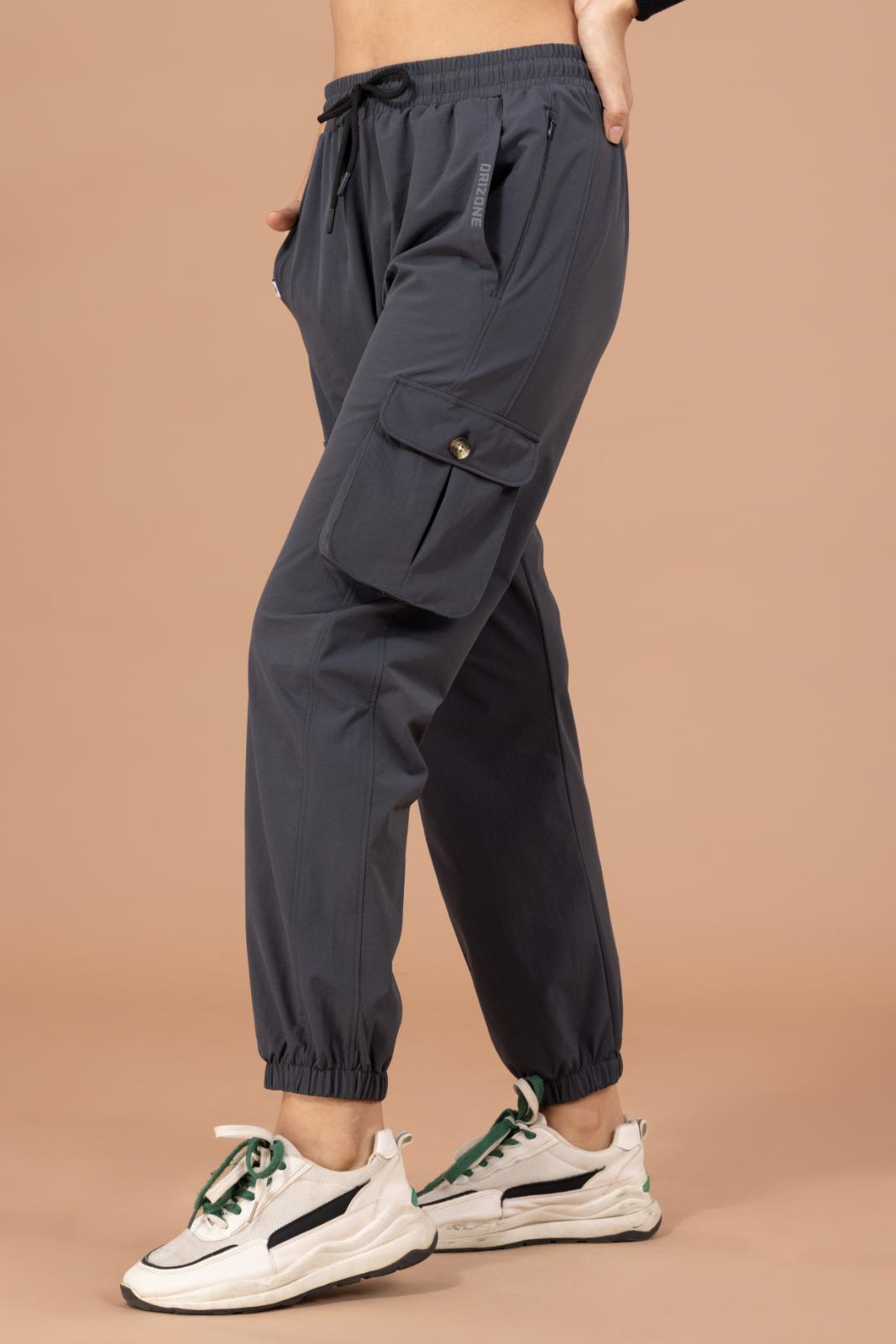 Women's Cargo Jogger – Nylon Terry Stretch Comfort - Dark Grey