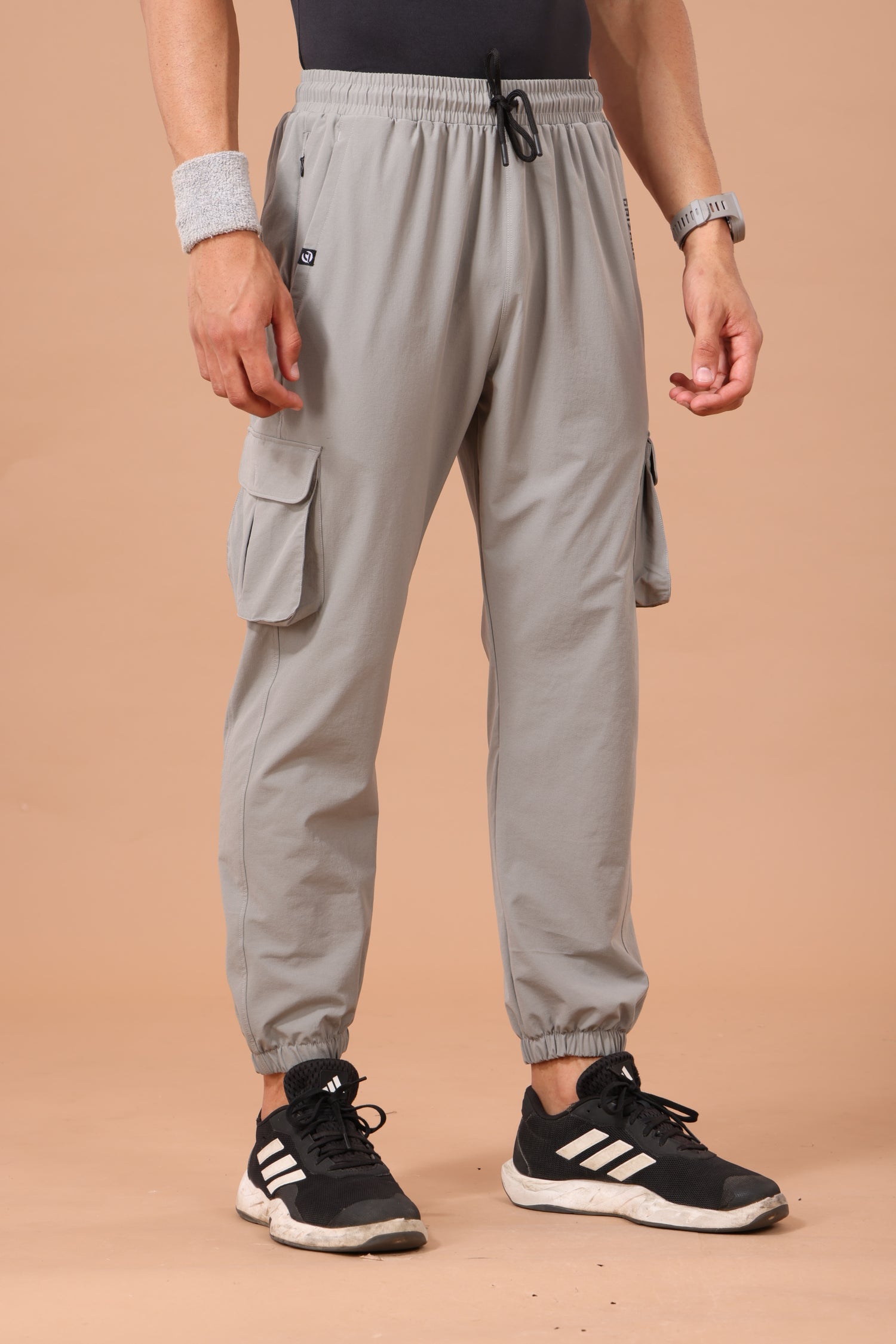 Drizone NS Terry Cargo Jogger for Men – Gym & Casual Wear - Light Grey