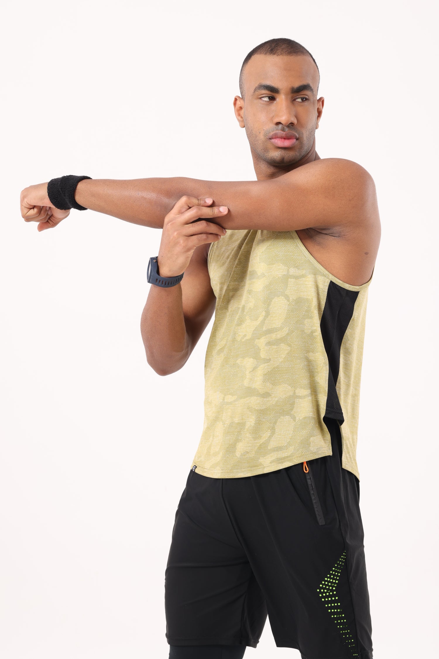 Drizone Self Jacquard Panel Tank Top – Sleeveless Performance Wear - Yellow