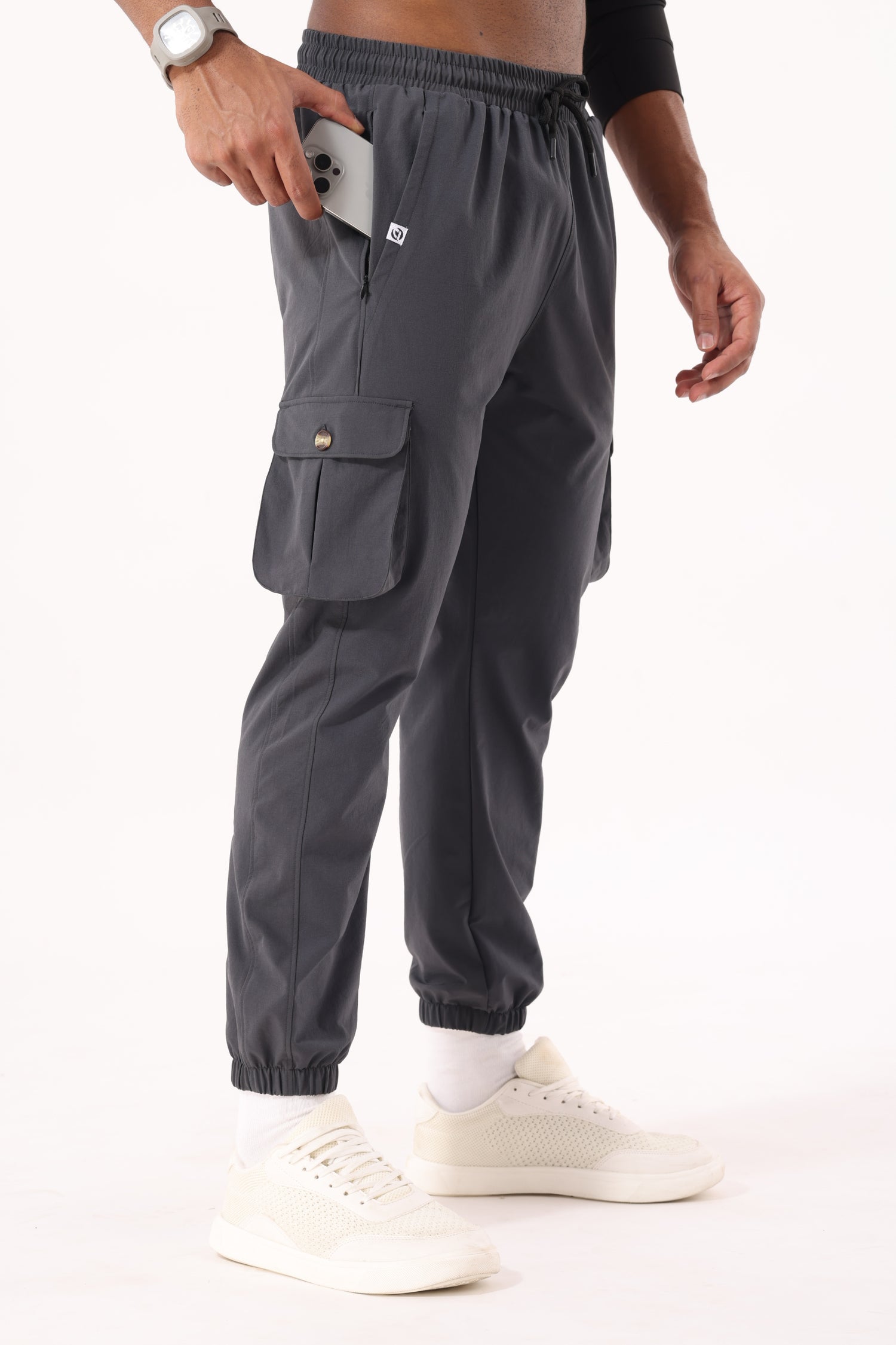 Drizone NS Terry Cargo Jogger for Men – Gym & Casual Wear - Dark Grey