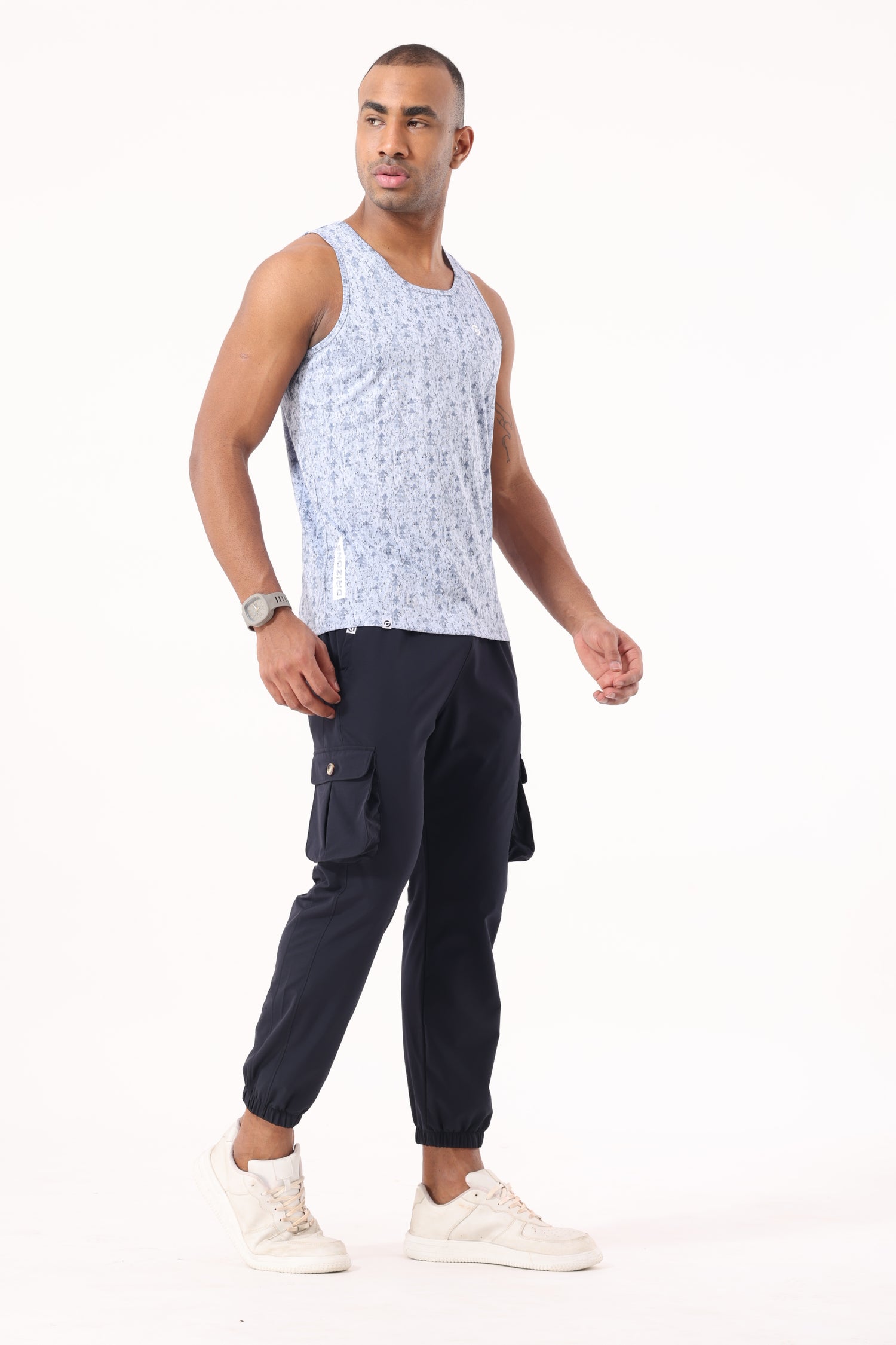 Drizone All-Over Printed Polyester Tank Top - Sky Blue