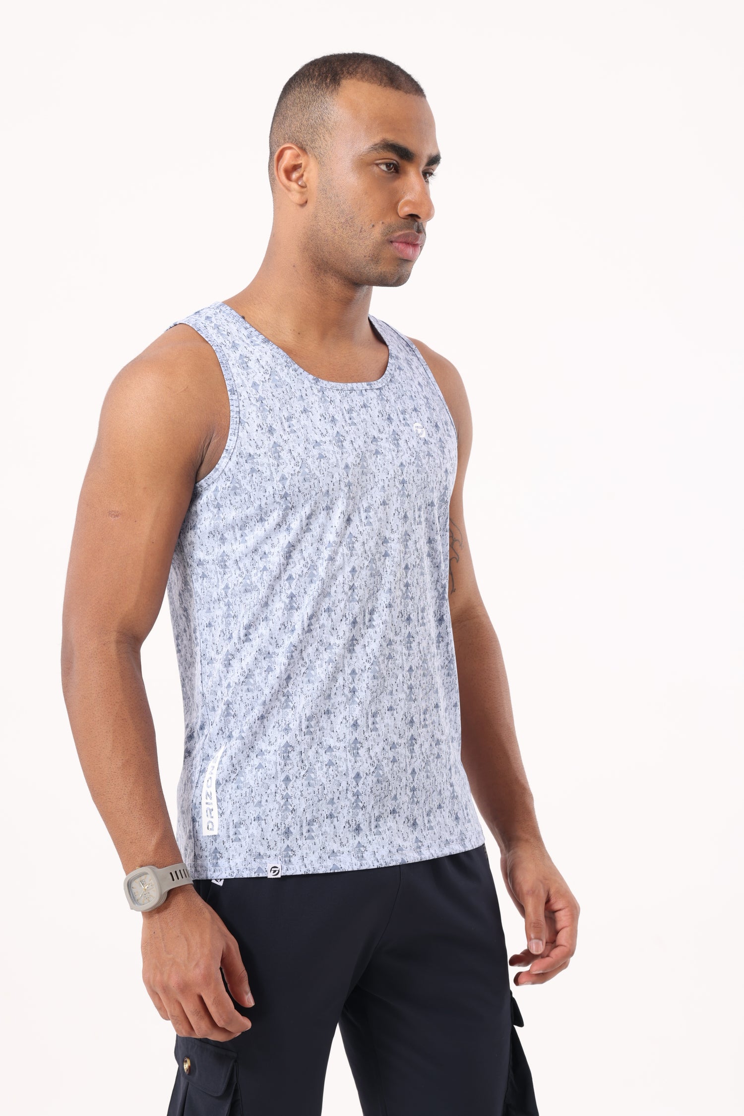 Drizone All-Over Printed Polyester Tank Top - Sky Blue