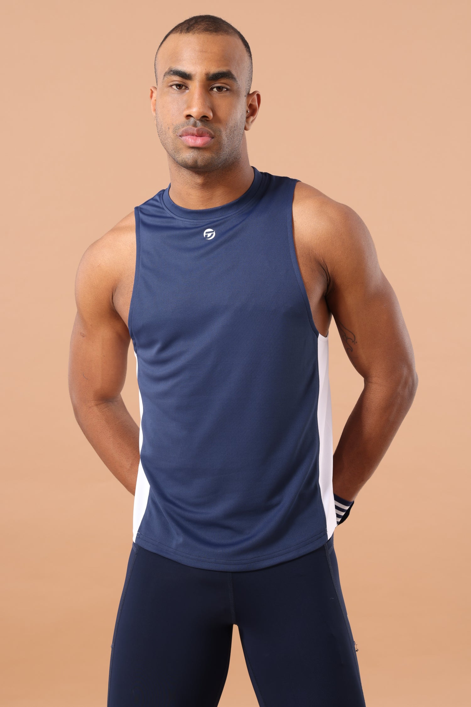 Drizone Rolex Knit Panel Tank – Flexible & Breathable - Navy Blue
