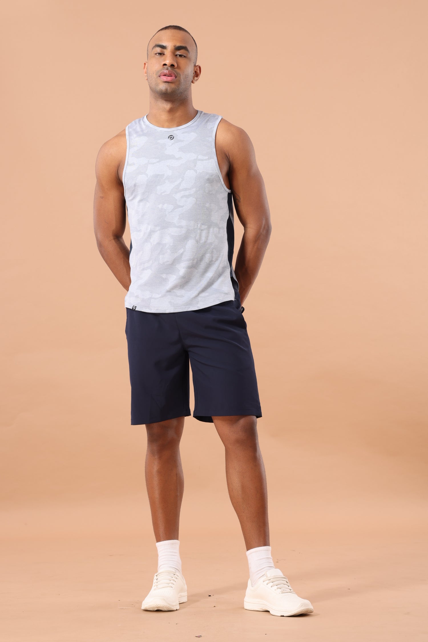 Drizone Self Jacquard Panel Tank Top – Sleeveless Performance Wear - Sky Blue