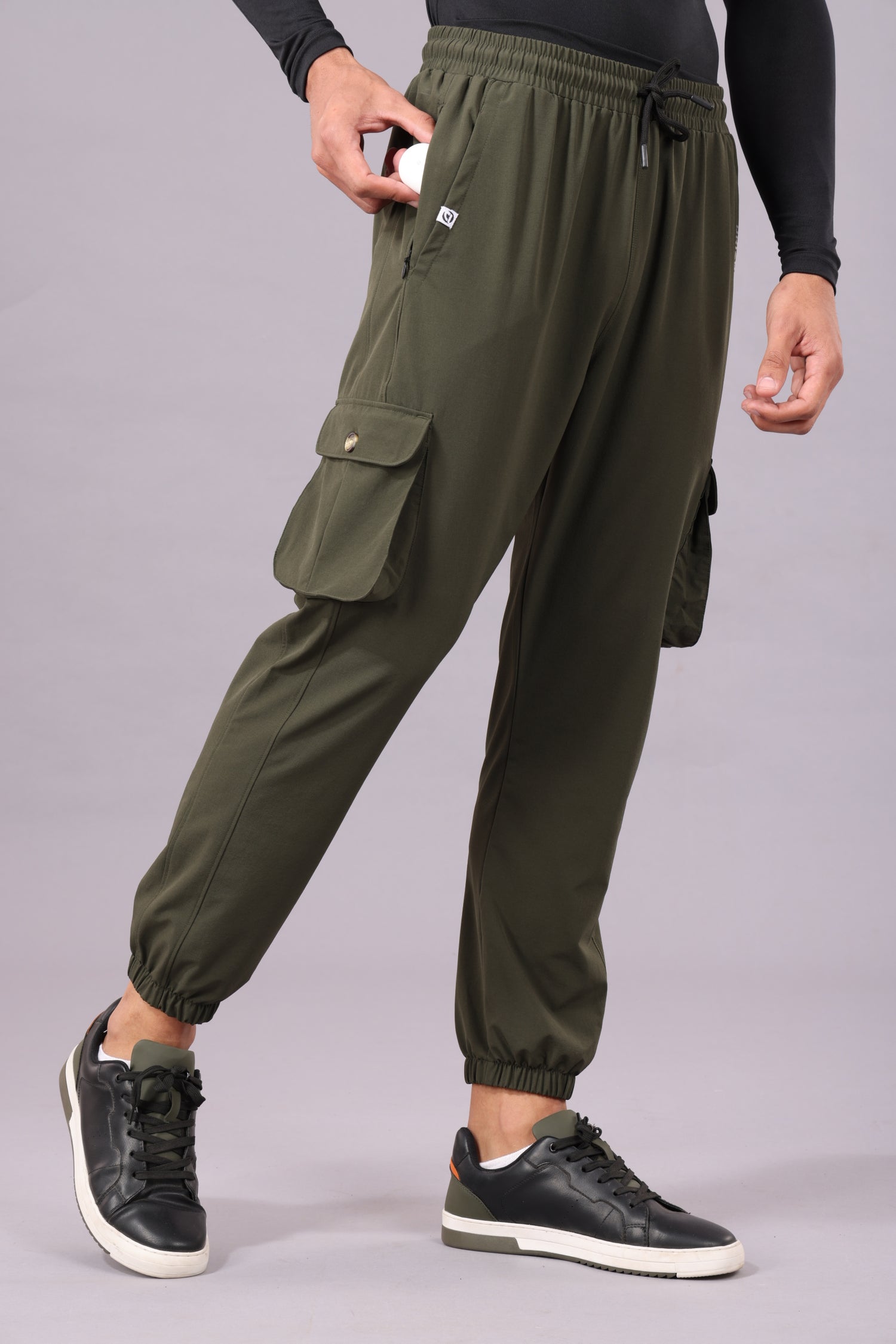 Drizone NS Terry Cargo Jogger for Men – Gym & Casual Wear - Dark Olive
