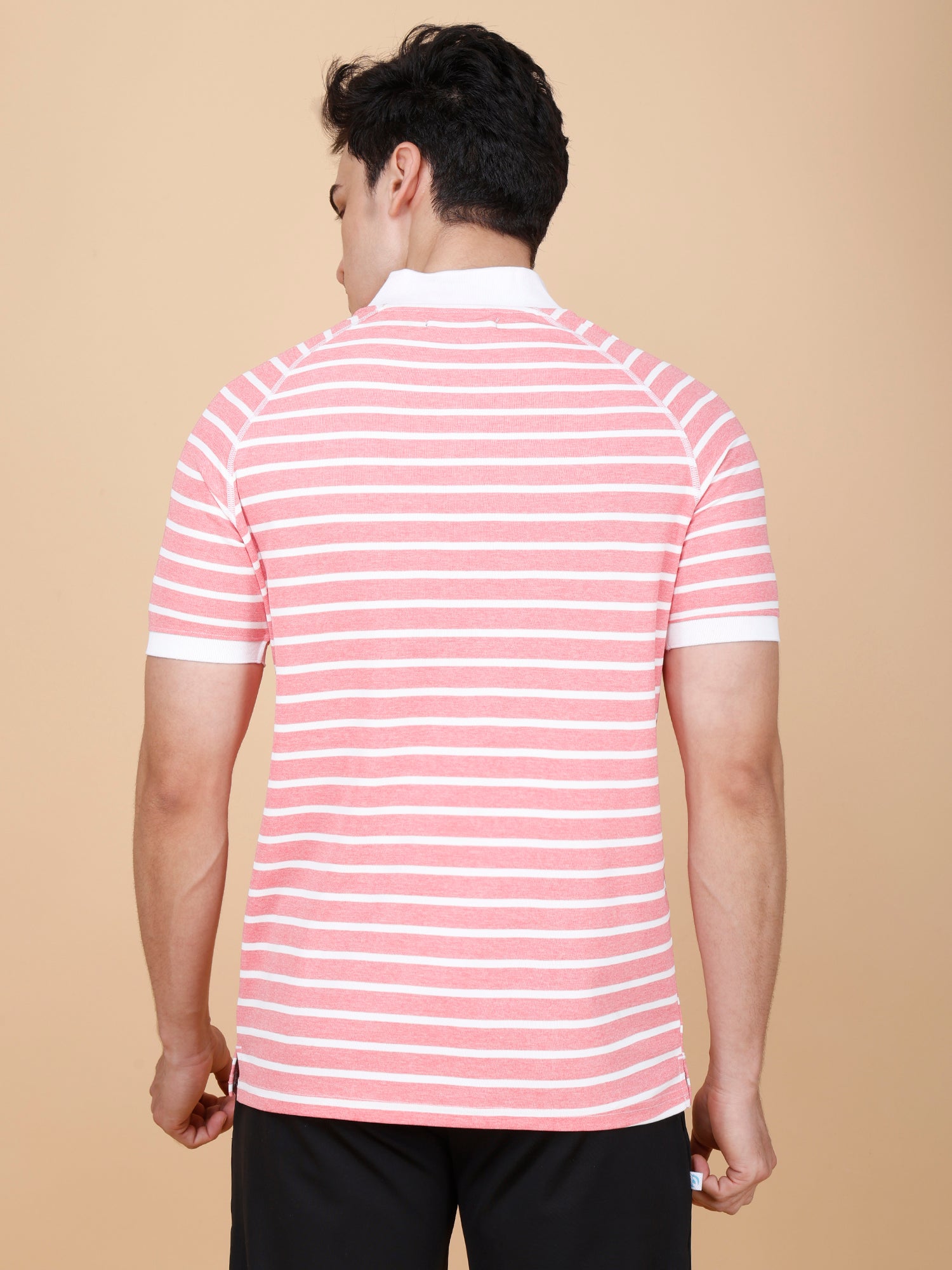 Drizone Collar Polo T-shirt – Mattie Striped Design - Pink