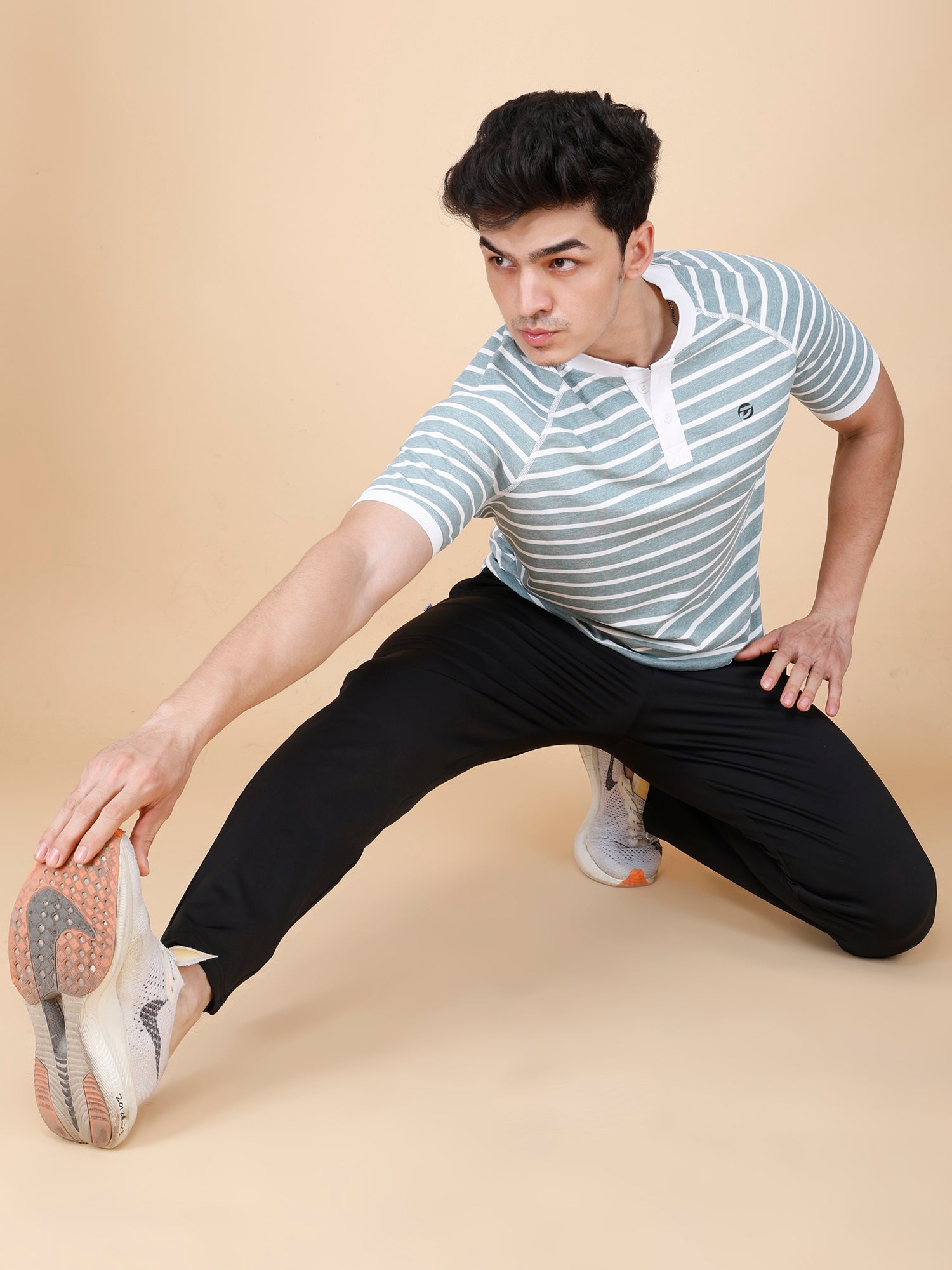 Drizone Collar Polo T-shirt – Mattie Striped Design - Dark Green