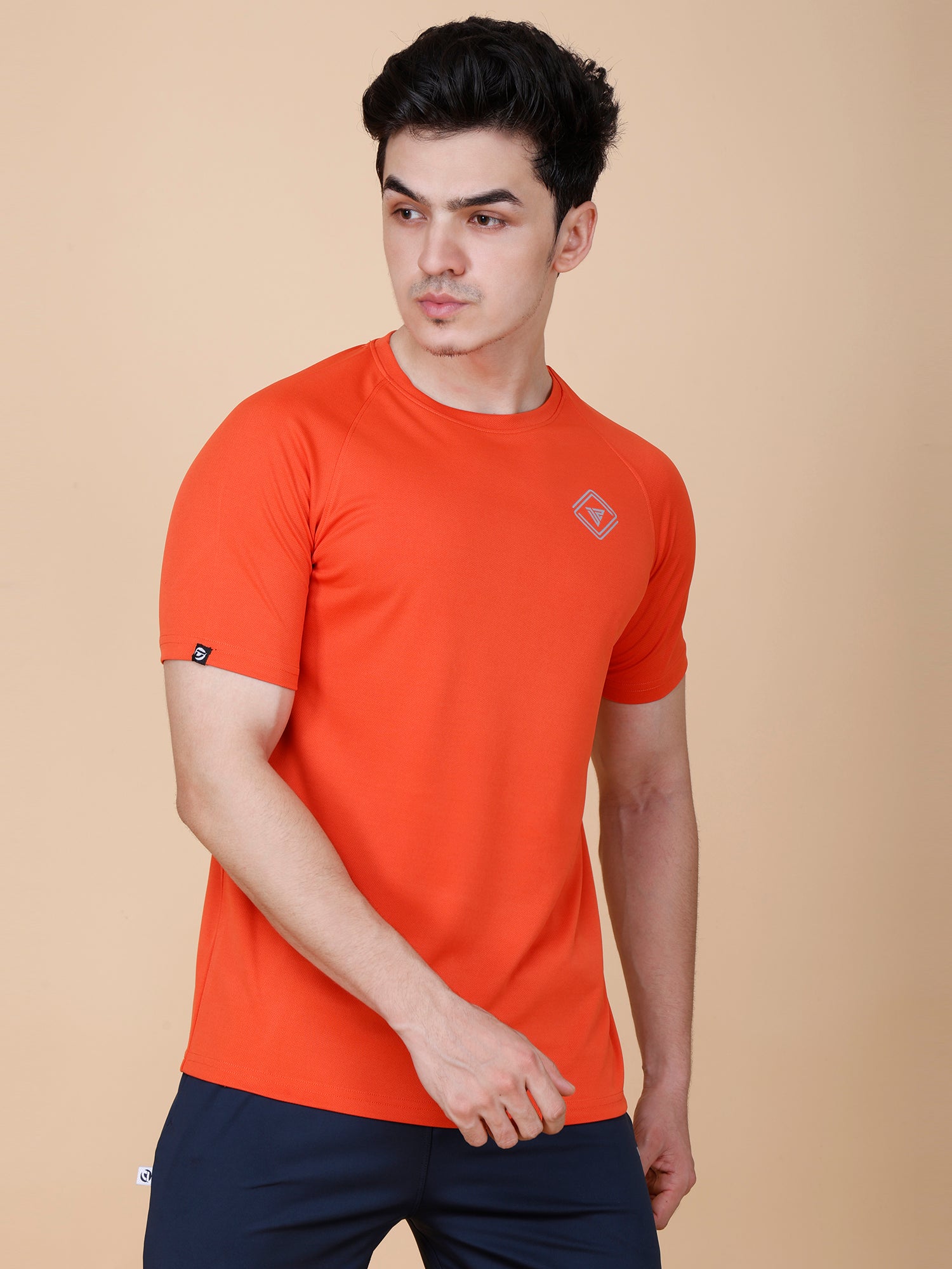 Drizone Plain T-shirt – Dot Knit Raglan Half Sleeves - Rust Orange