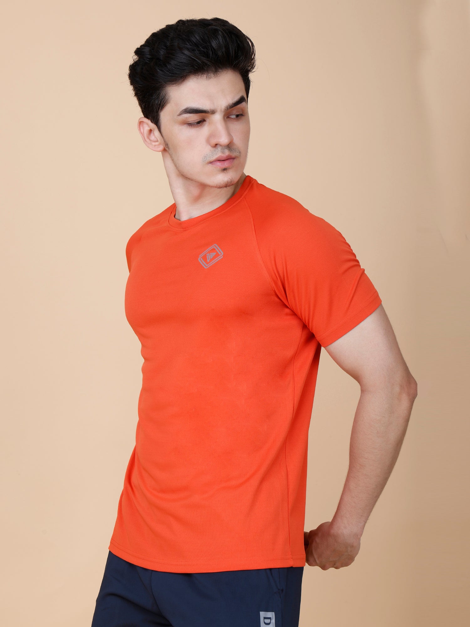 Drizone Plain T-shirt – Dot Knit Raglan Half Sleeves - Rust Orange