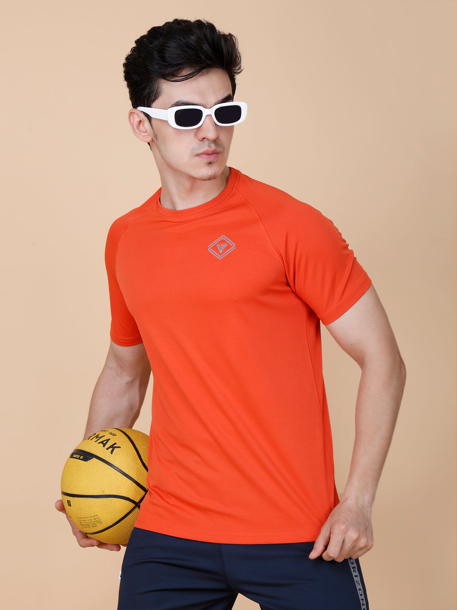 Drizone Plain T-shirt – Dot Knit Raglan Half Sleeves - Rust Orange