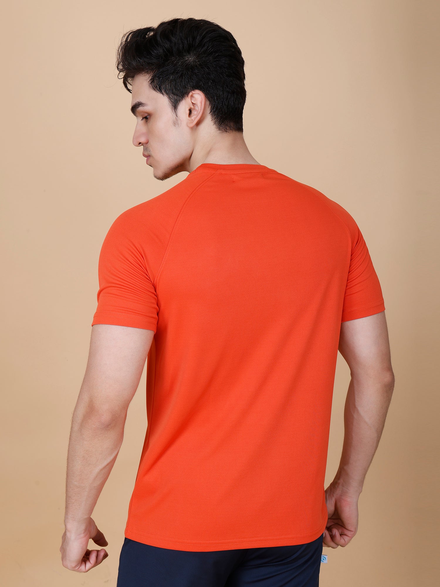Drizone Plain T-shirt – Dot Knit Raglan Half Sleeves - Rust Orange