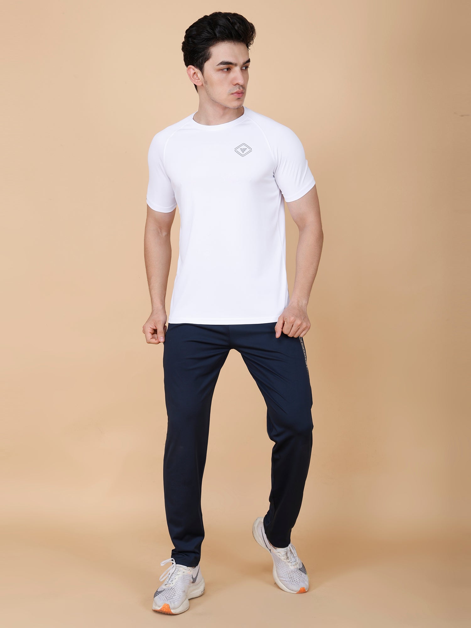 Drizone Plain T-shirt – Dot Knit Raglan Half Sleeves - White