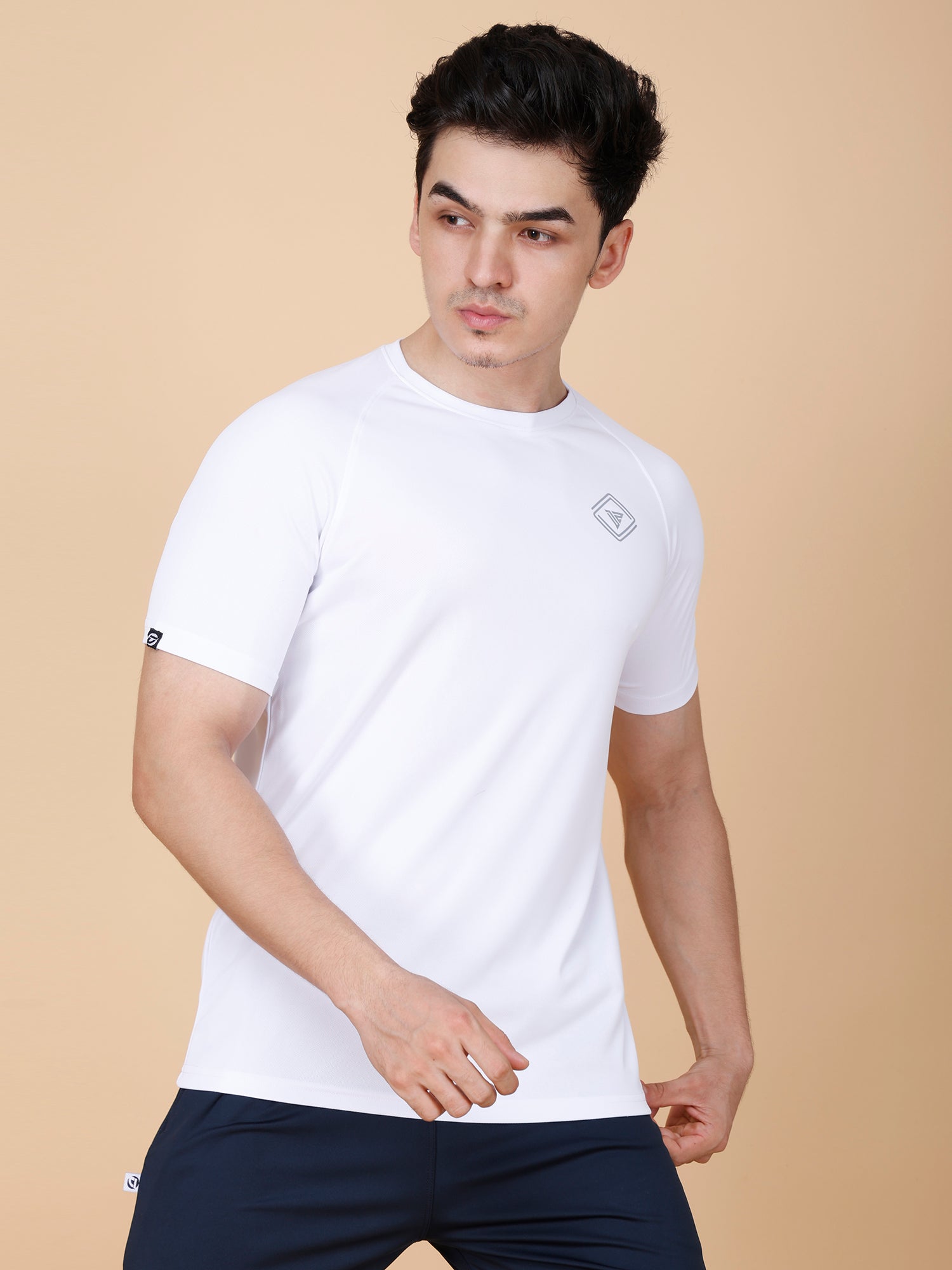 Drizone Plain T-shirt – Dot Knit Raglan Half Sleeves - White