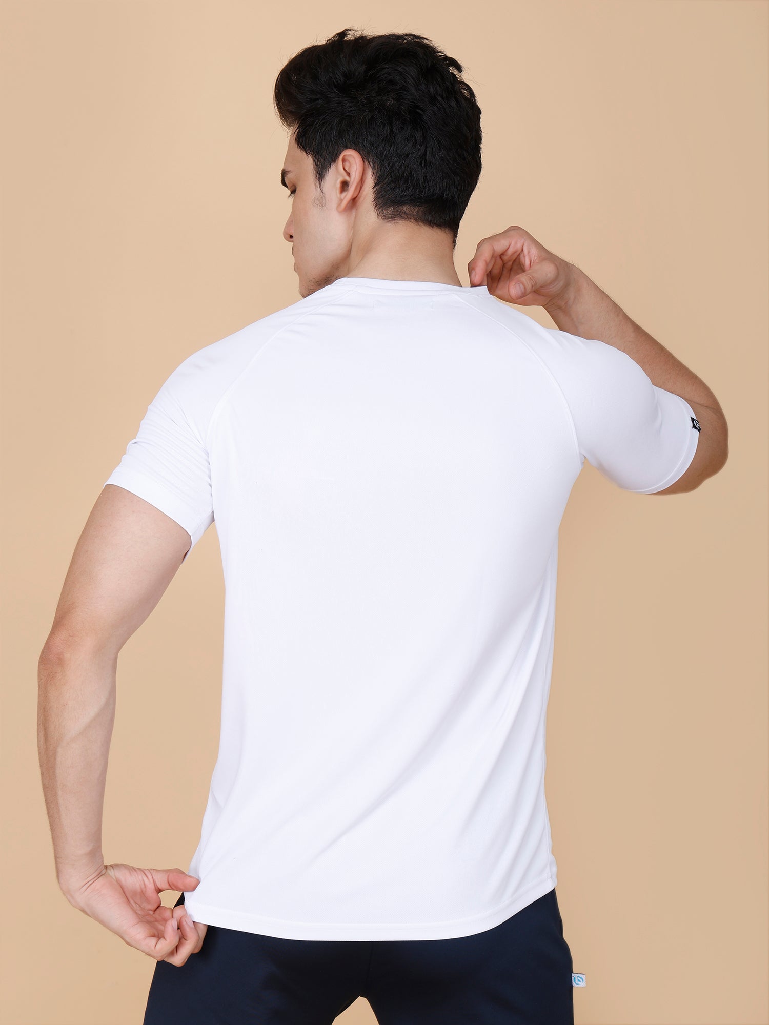 Drizone Plain T-shirt – Dot Knit Raglan Half Sleeves - White