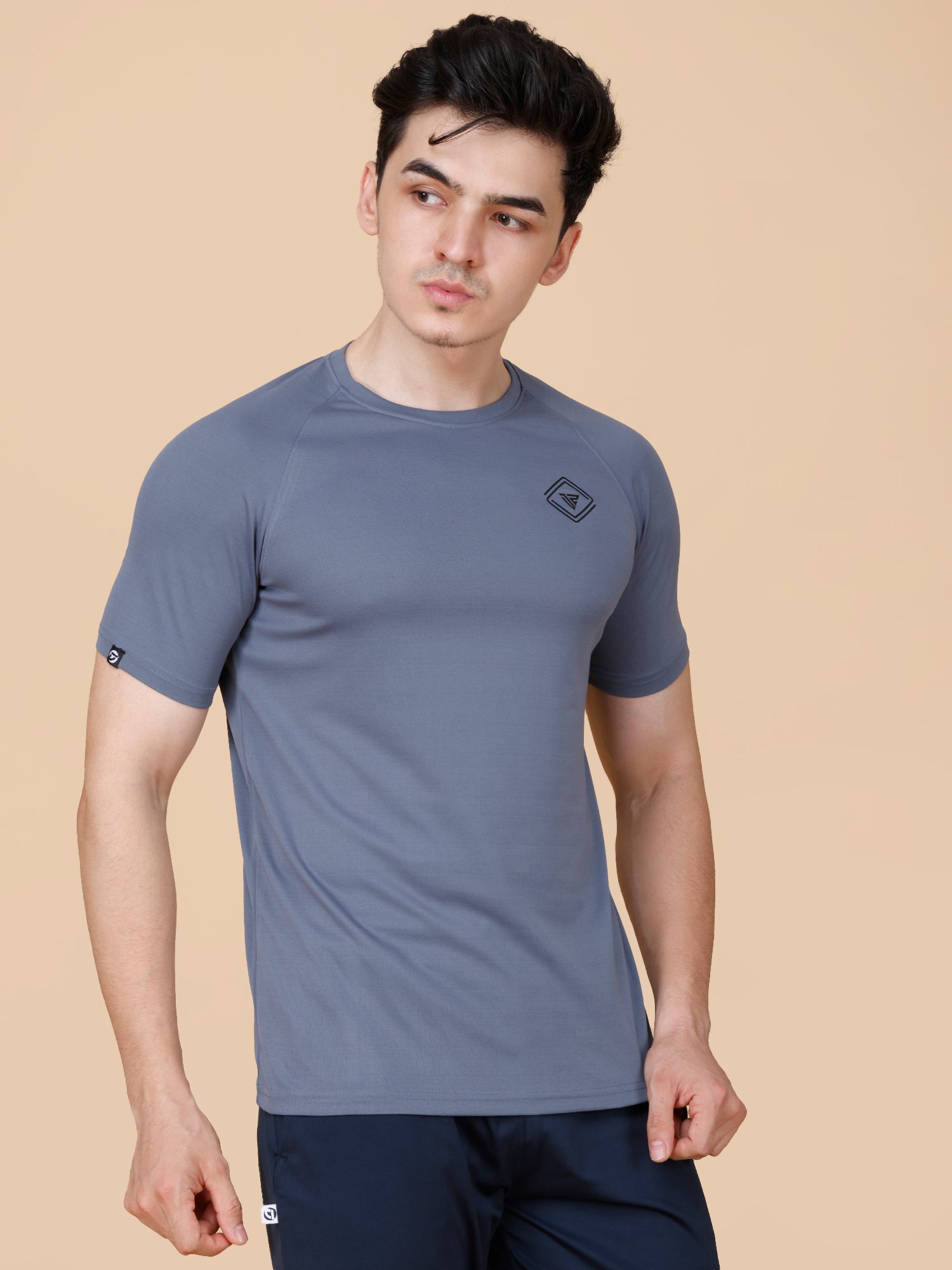 Drizone Plain T-shirt – Dot Knit Raglan Half Sleeves - Dark Grey