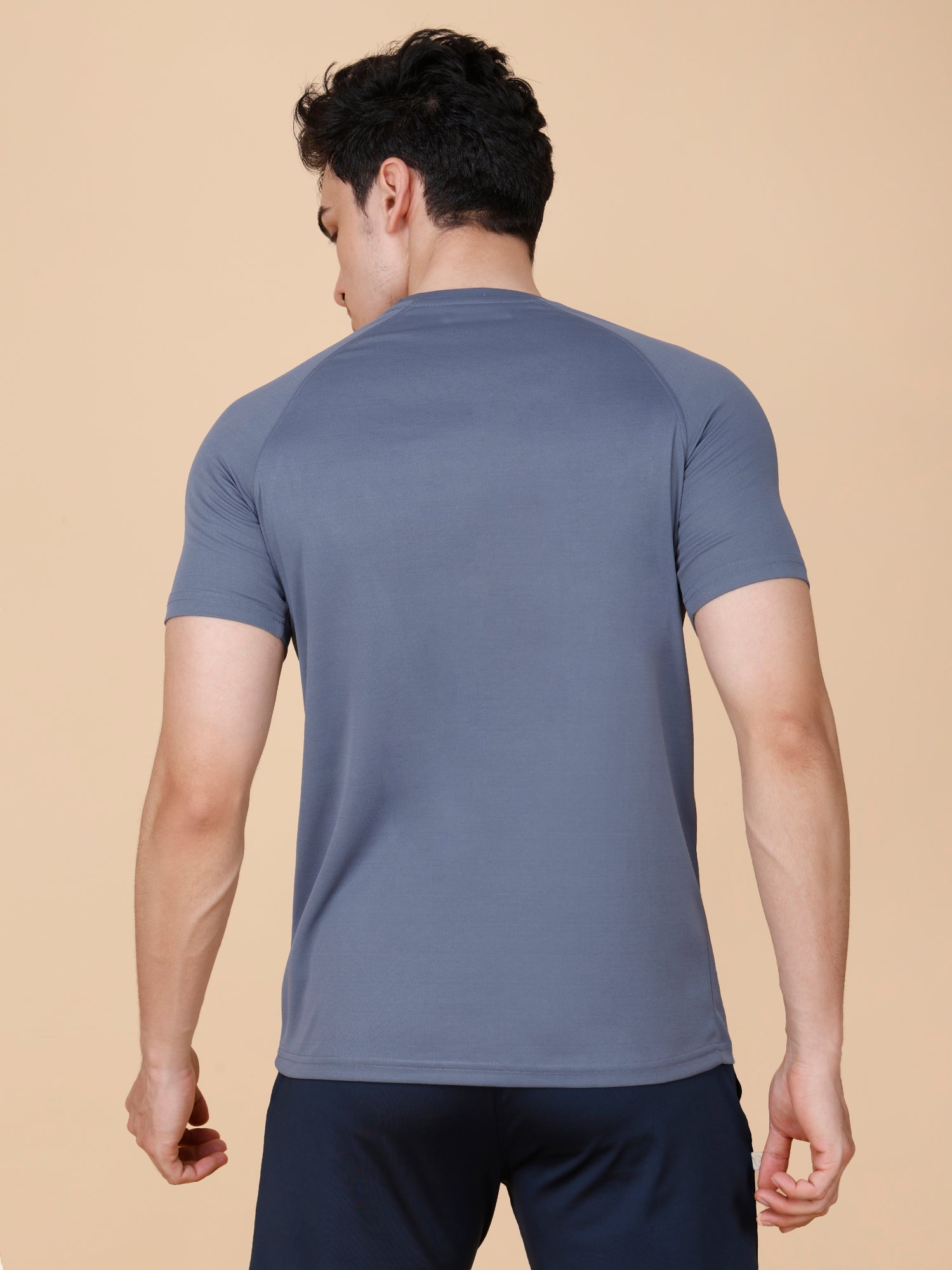 Drizone Plain T-shirt – Dot Knit Raglan Half Sleeves - Dark Grey