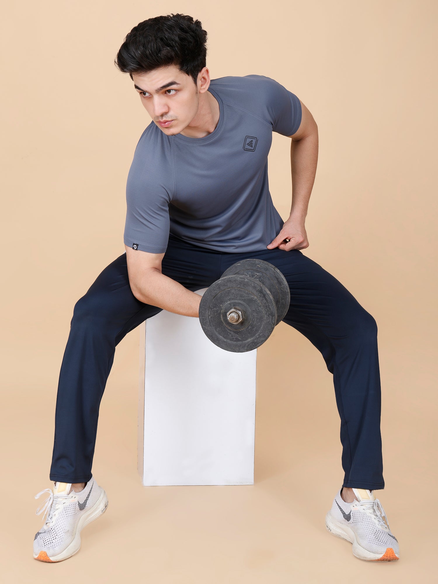 Drizone Plain T-shirt – Dot Knit Raglan Half Sleeves - Dark Grey