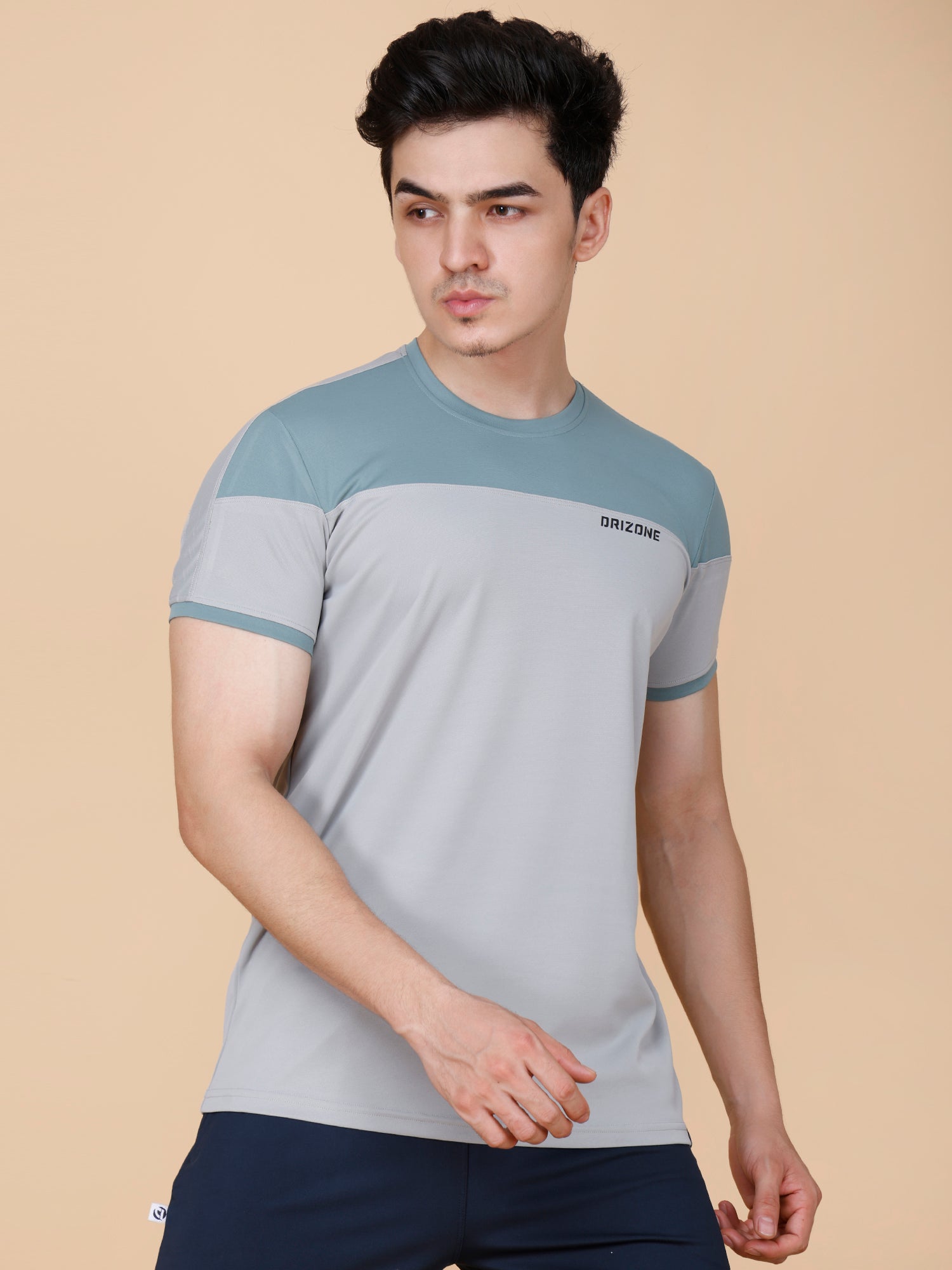 Drizone Panel T-shirt – 2-Way Tencil Lycra Color Block - Light Grey