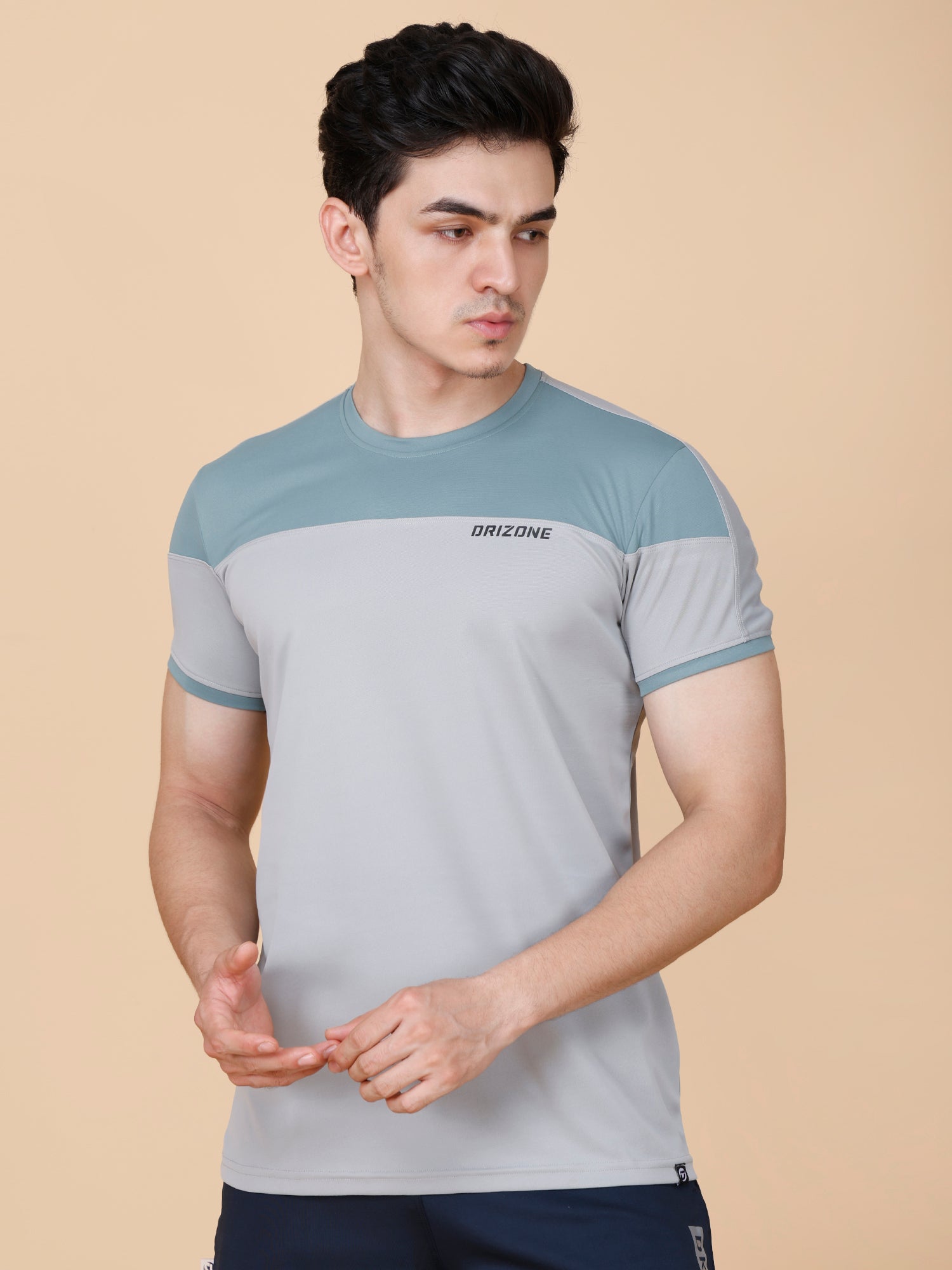Drizone Panel T-shirt – 2-Way Tencil Lycra Color Block - Light Grey