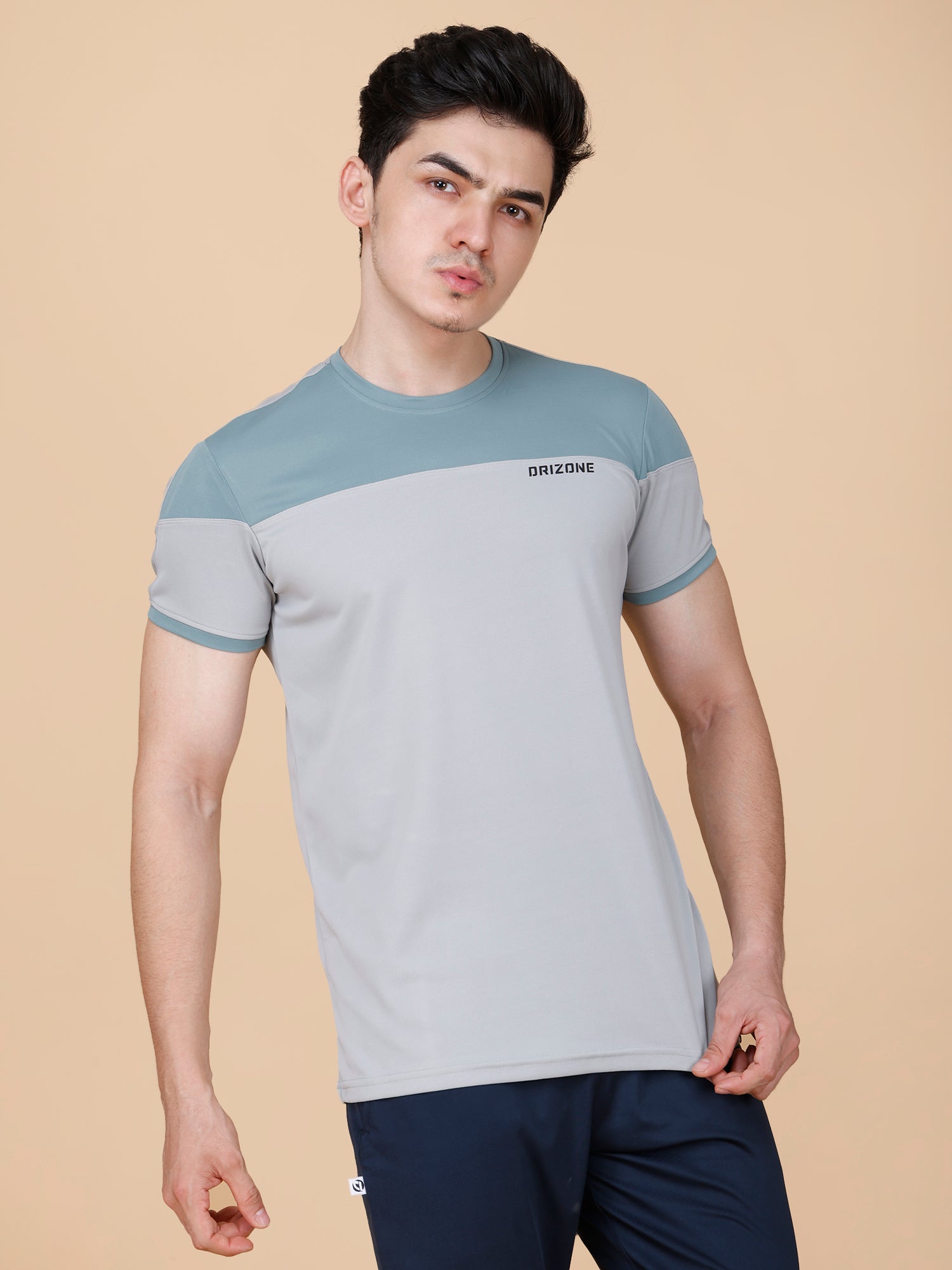 Drizone Panel T-shirt – 2-Way Tencil Lycra Color Block - Light Grey