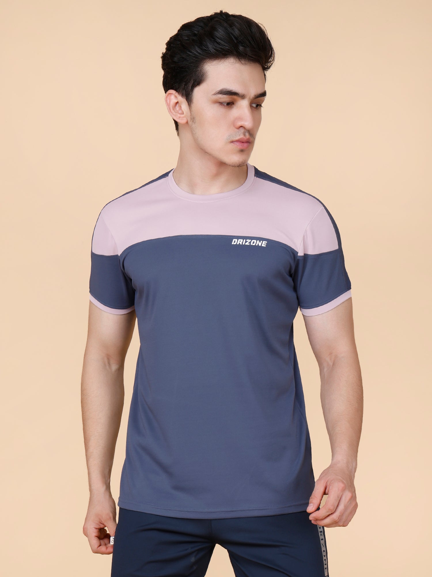 Drizone Panel T-shirt – 2-Way Tencil Lycra Color Block - Navy Blue
