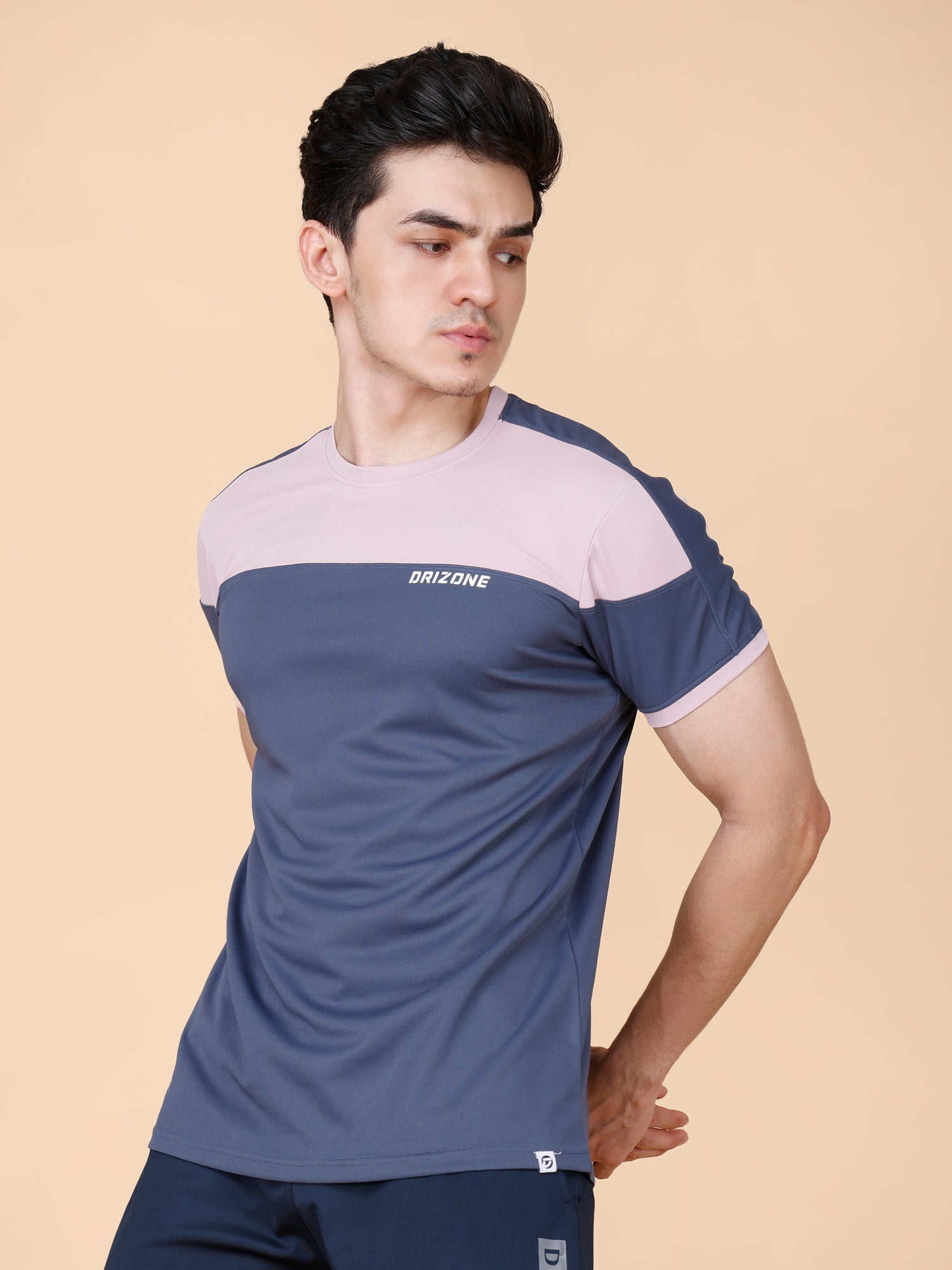 Drizone Panel T-shirt – 2-Way Tencil Lycra Color Block - Navy Blue