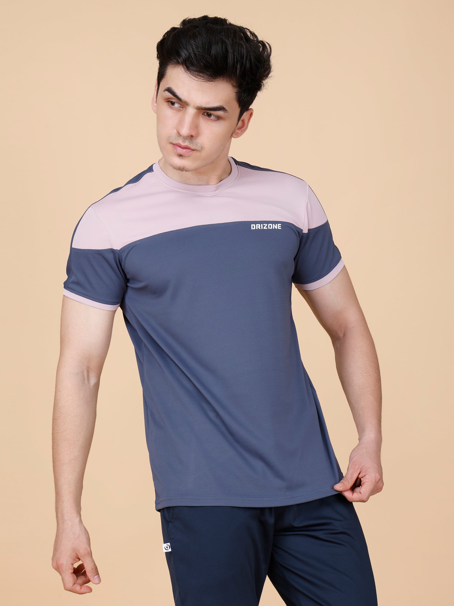 Drizone Panel T-shirt – 2-Way Tencil Lycra Color Block - Navy Blue