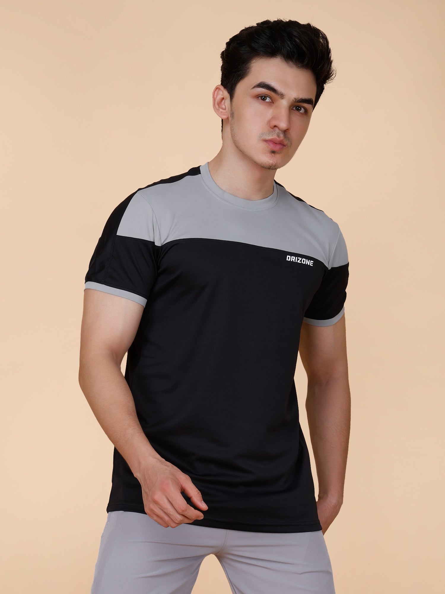 Drizone Panel T-shirt – 2-Way Tencil Lycra Color Block - Black