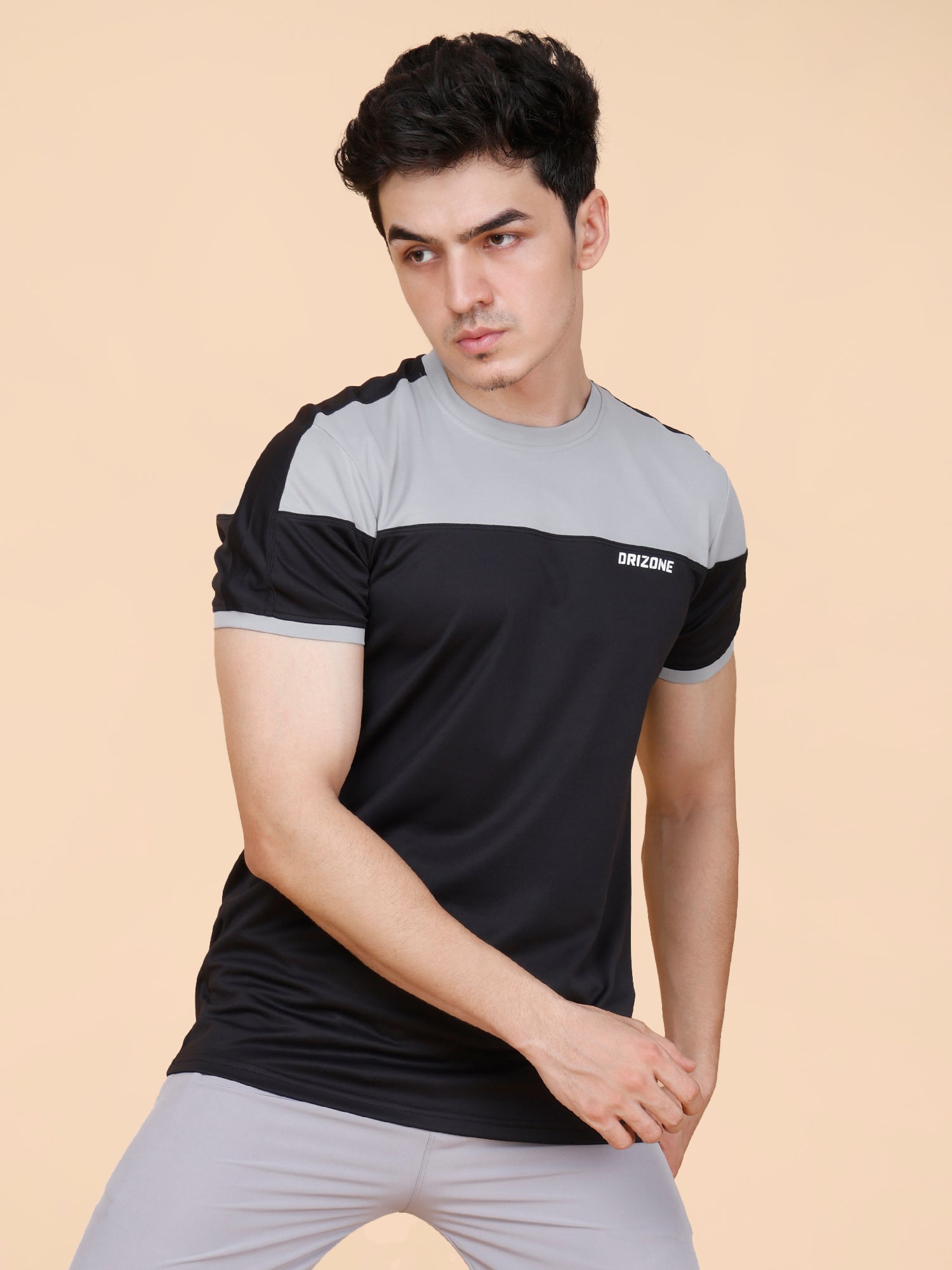 Drizone Panel T-shirt – 2-Way Tencil Lycra Color Block - Black