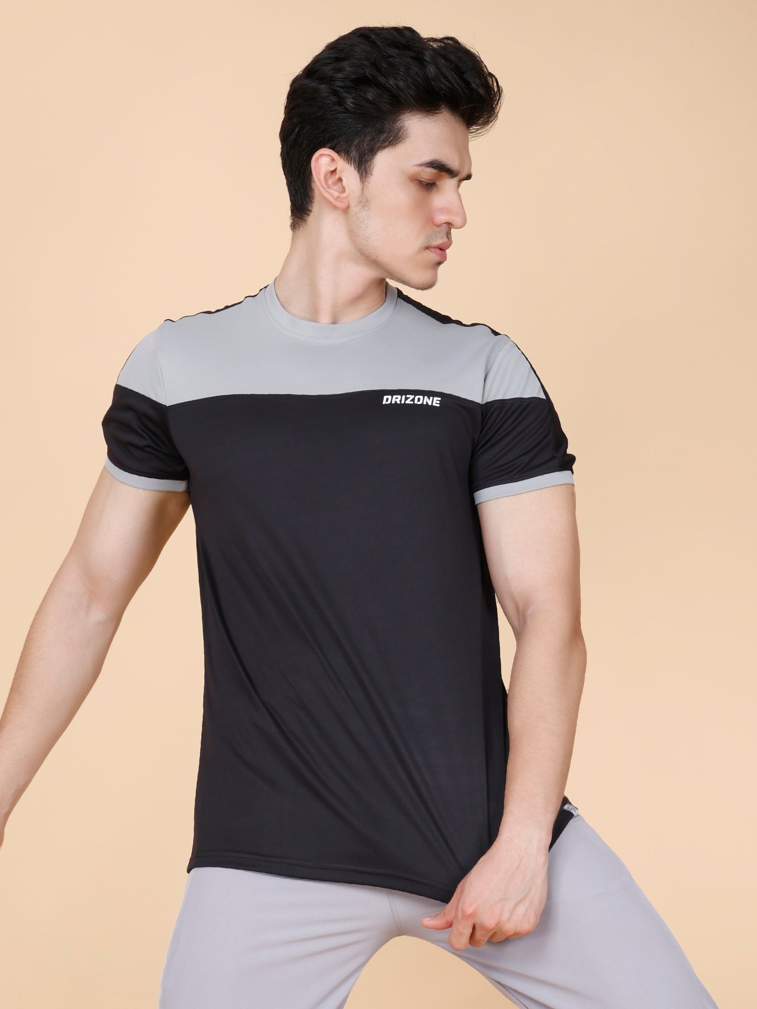 Drizone Panel T-shirt – 2-Way Tencil Lycra Color Block - Black
