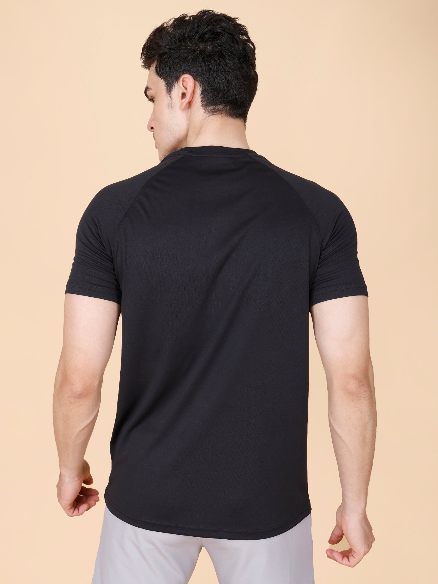 Drizone Plain T-shirt – Dot Knit Raglan Half Sleeves - Black