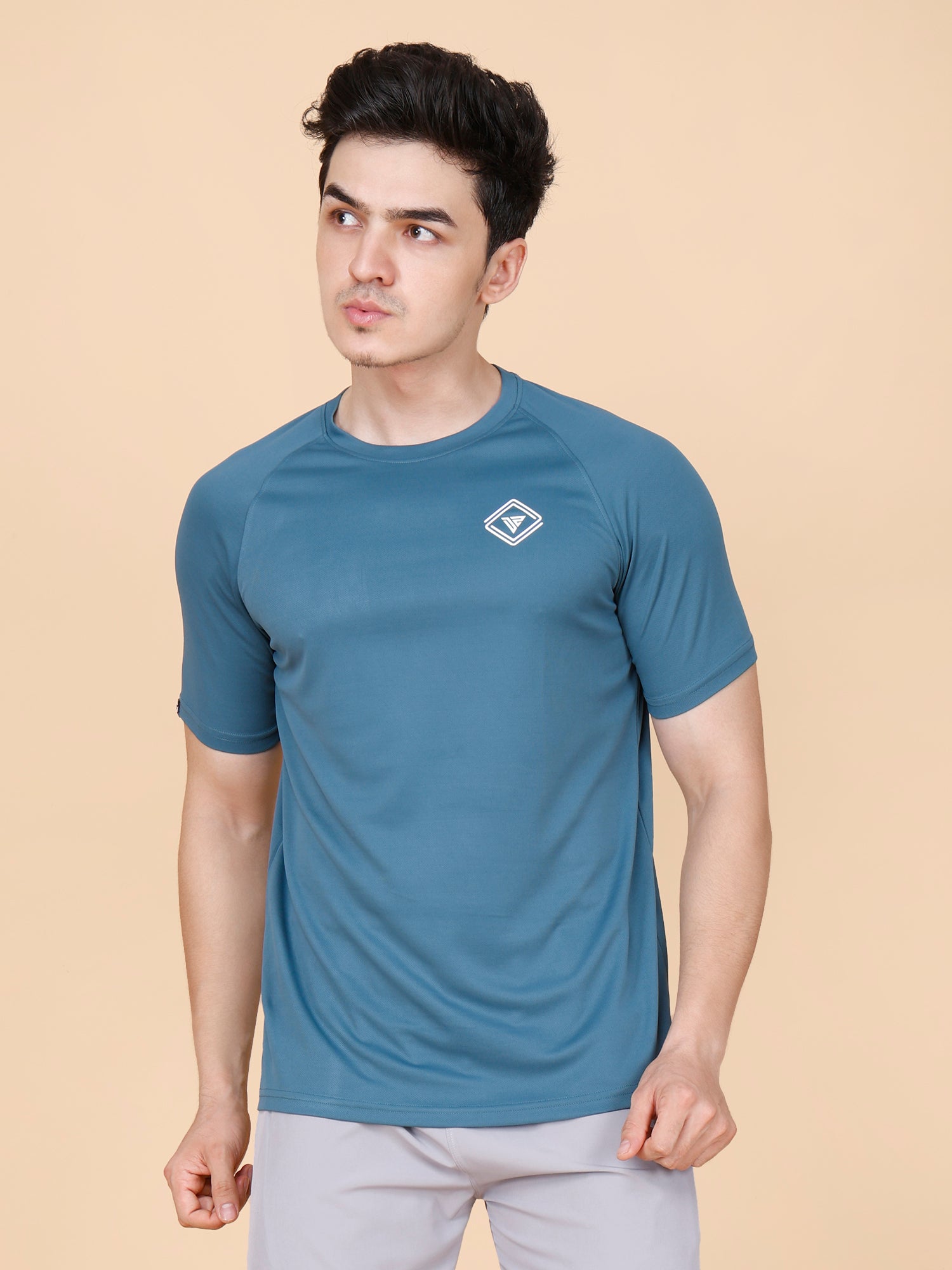 Drizone Plain T-shirt – Dot Knit Raglan Half Sleeves - Dark Cyan