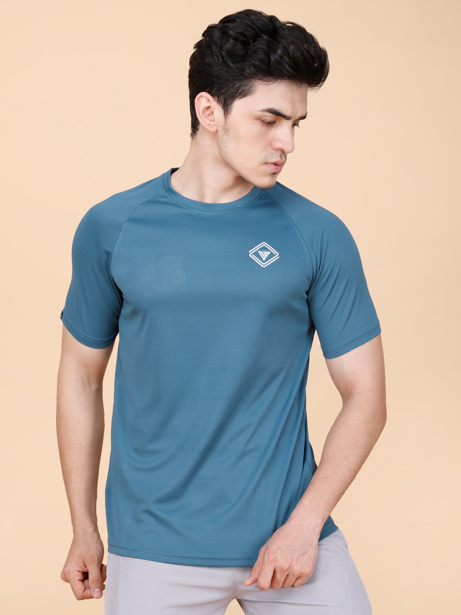 Drizone Plain T-shirt – Dot Knit Raglan Half Sleeves - Dark Cyan