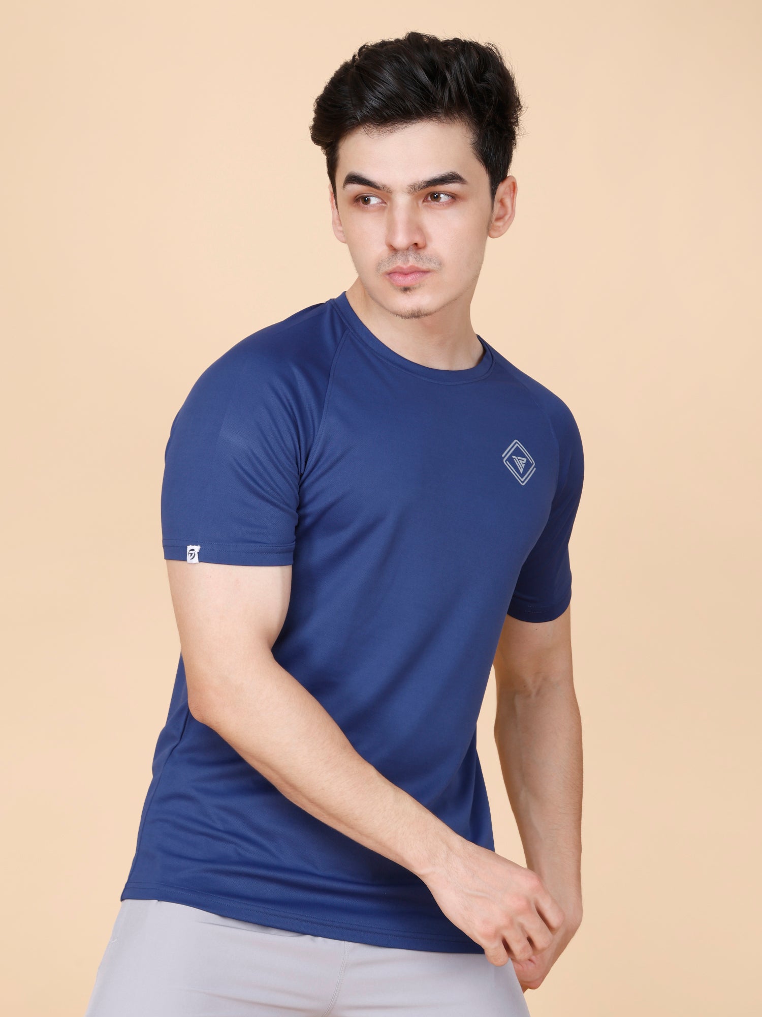 Drizone Plain T-shirt – Dot Knit Raglan Half Sleeves - Navy Blue
