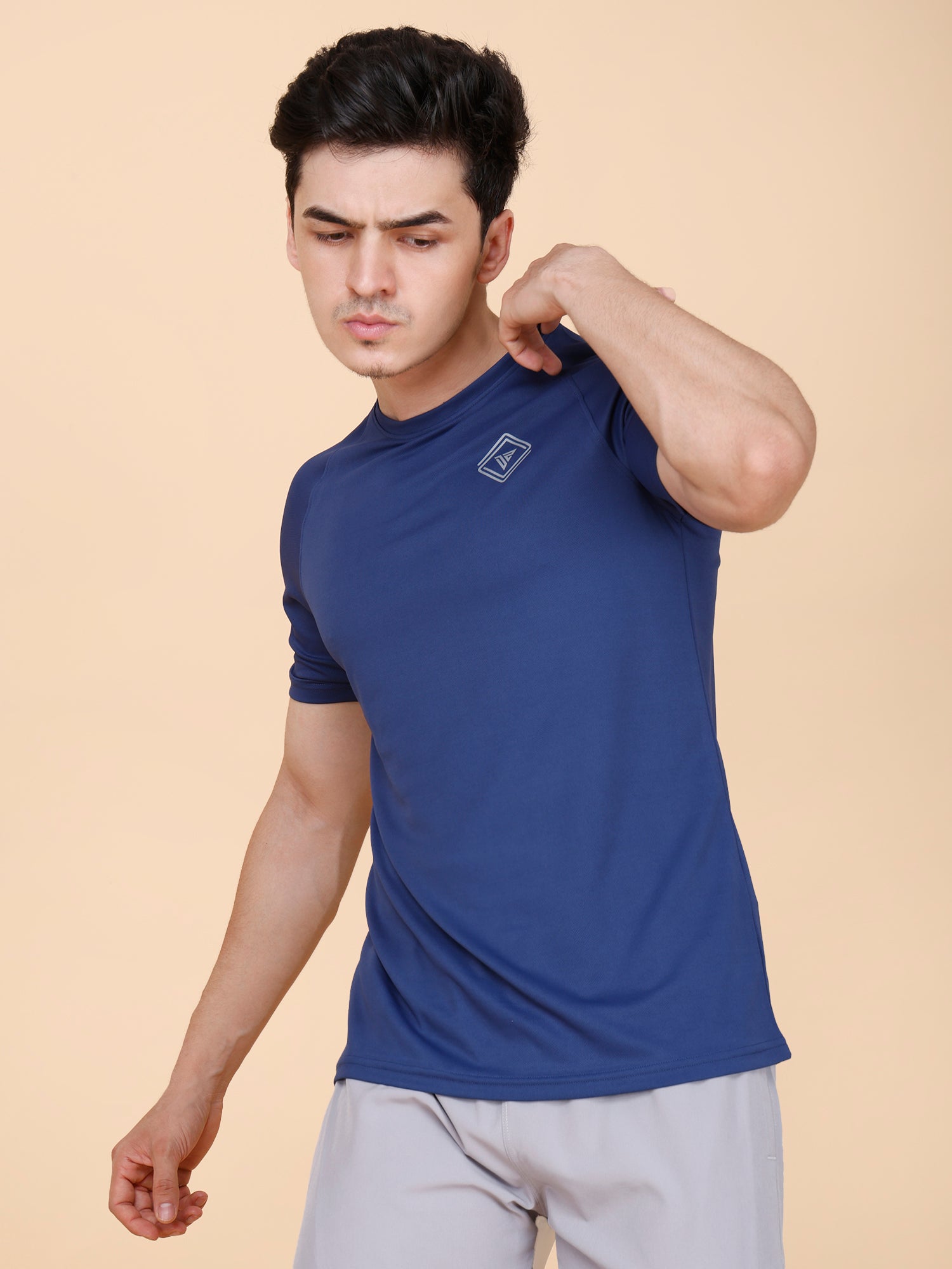 Drizone Plain T-shirt – Dot Knit Raglan Half Sleeves - Navy Blue