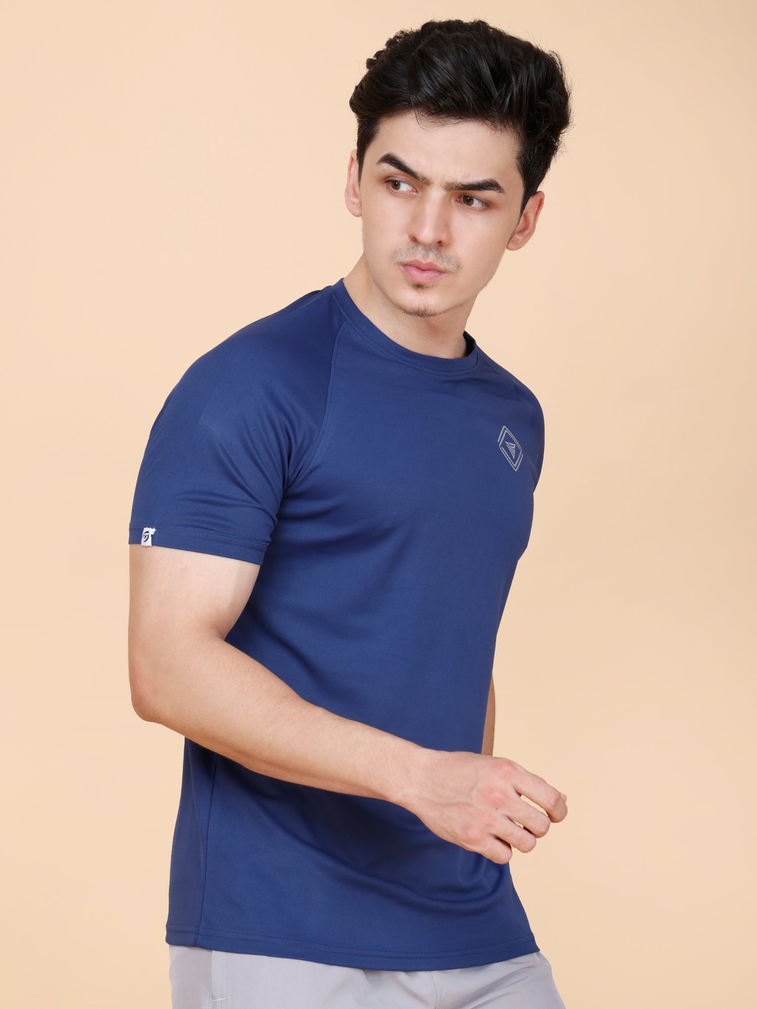 Drizone Plain T-shirt – Dot Knit Raglan Half Sleeves - Navy Blue