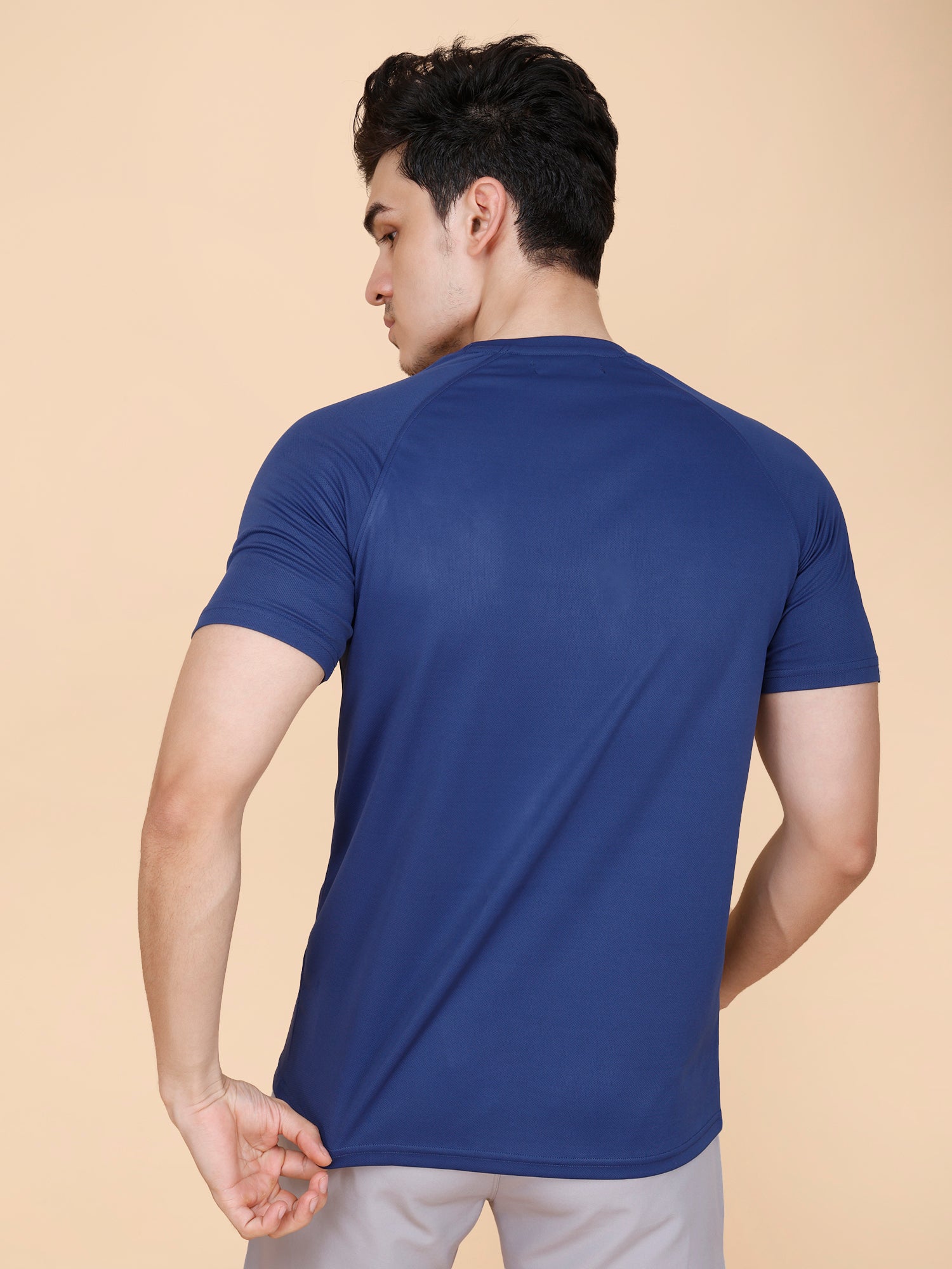 Drizone Plain T-shirt – Dot Knit Raglan Half Sleeves - Navy Blue