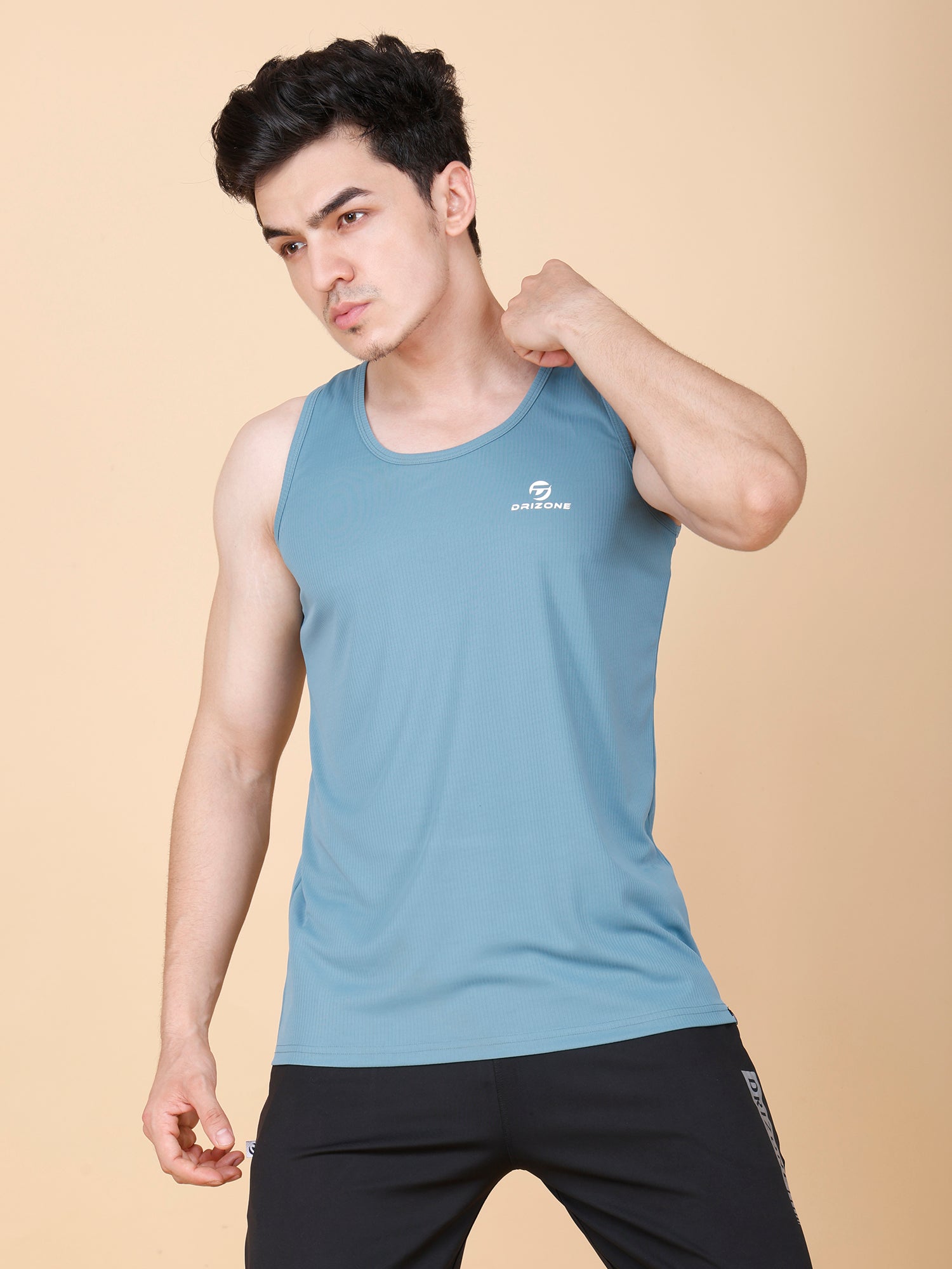 Drizone Plain Gym Tank – 2-Way Stretch Lycra - Medium Blue