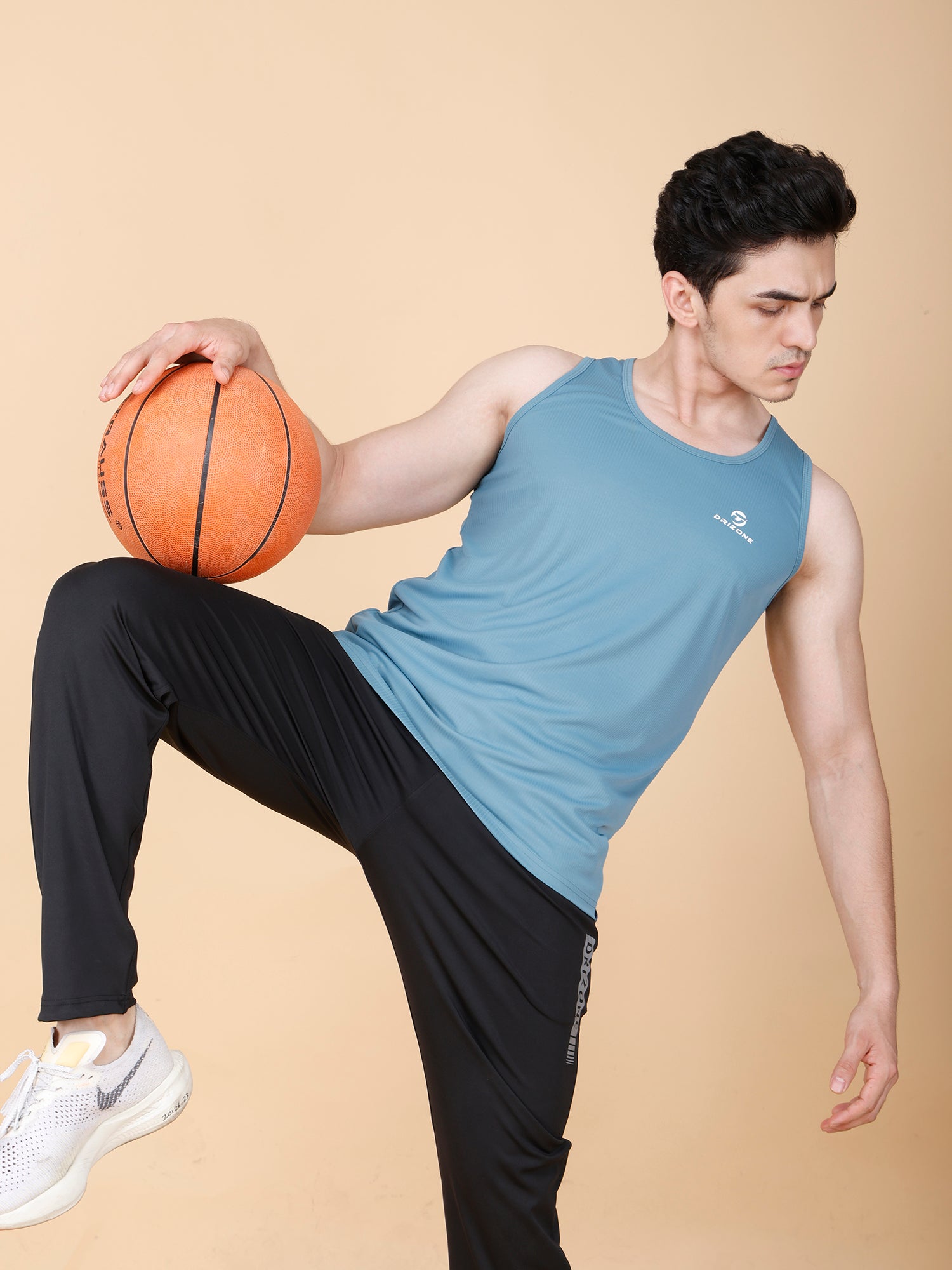 Drizone Plain Gym Tank – 2-Way Stretch Lycra - Medium Blue
