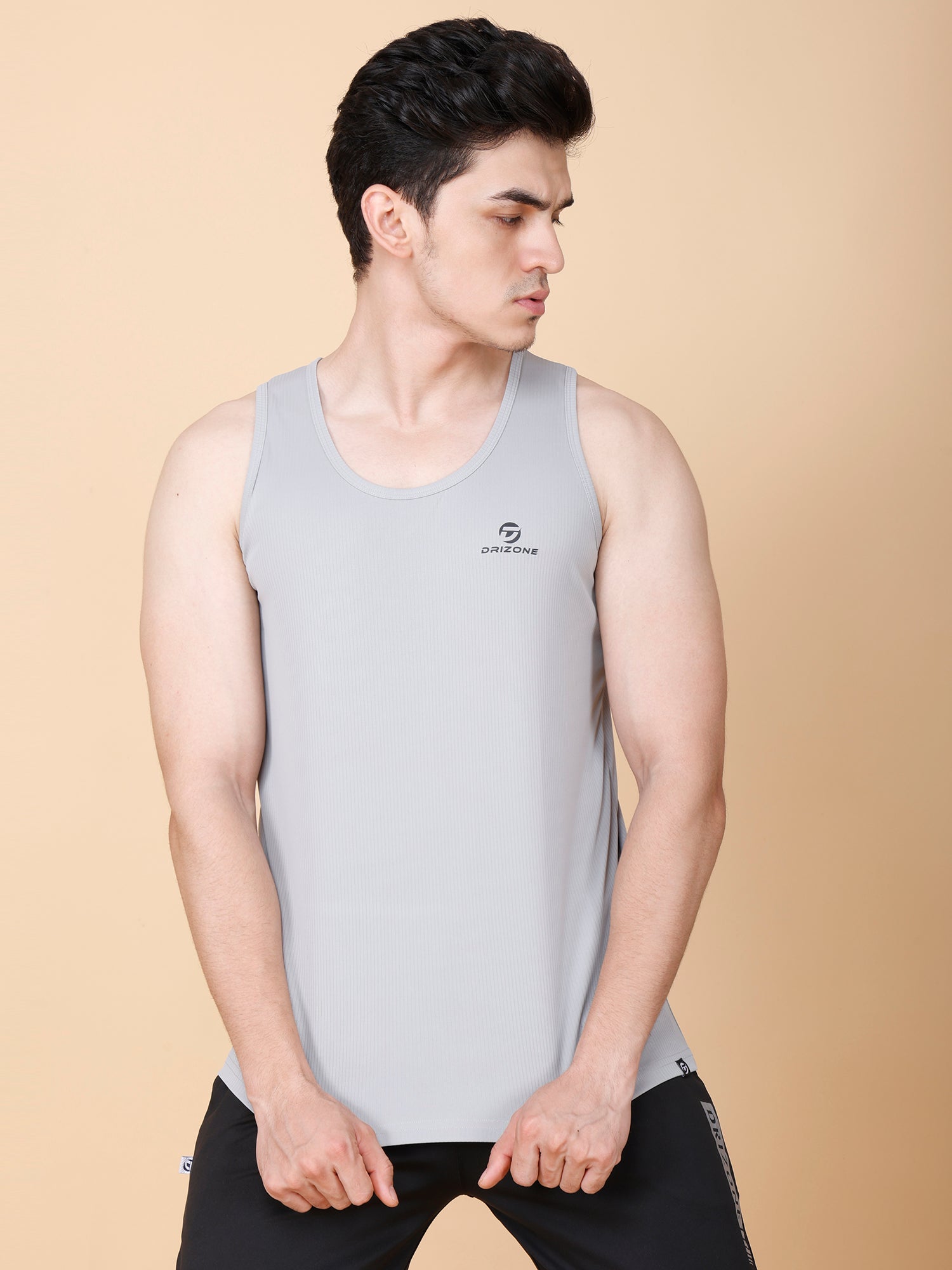 Drizone Plain Gym Tank – 2-Way Stretch Lycra - Light Grey