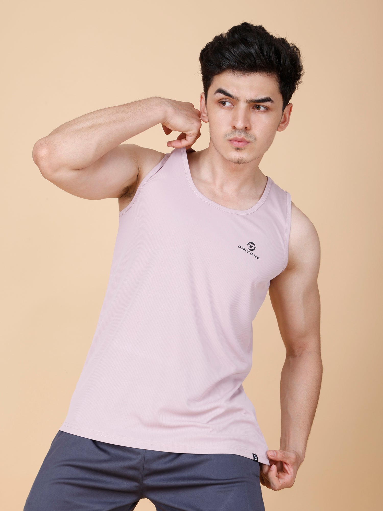 Drizone Plain Gym Tank – 2-Way Stretch Lycra - Onion Pink
