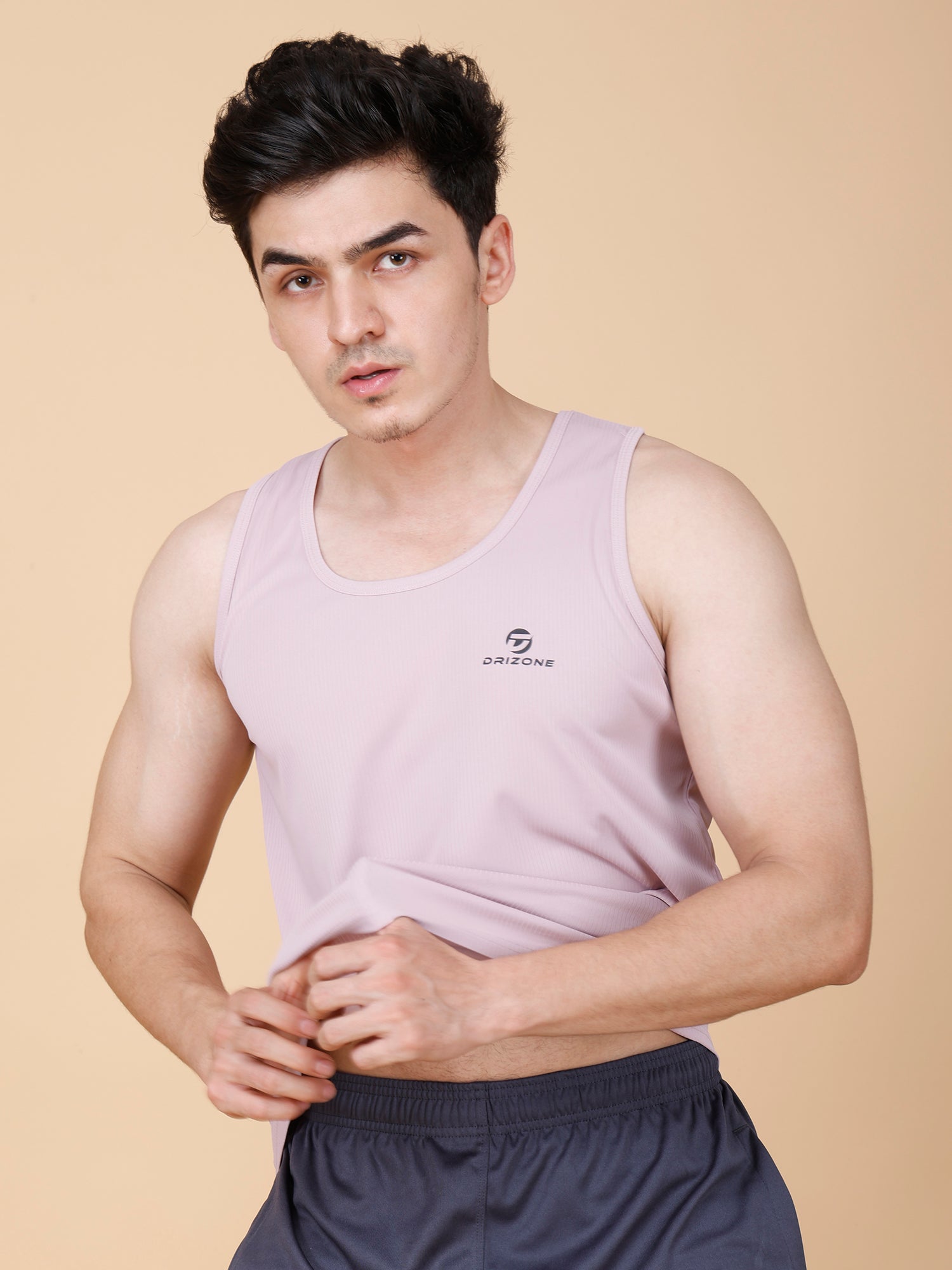 Drizone Plain Gym Tank – 2-Way Stretch Lycra - Onion Pink