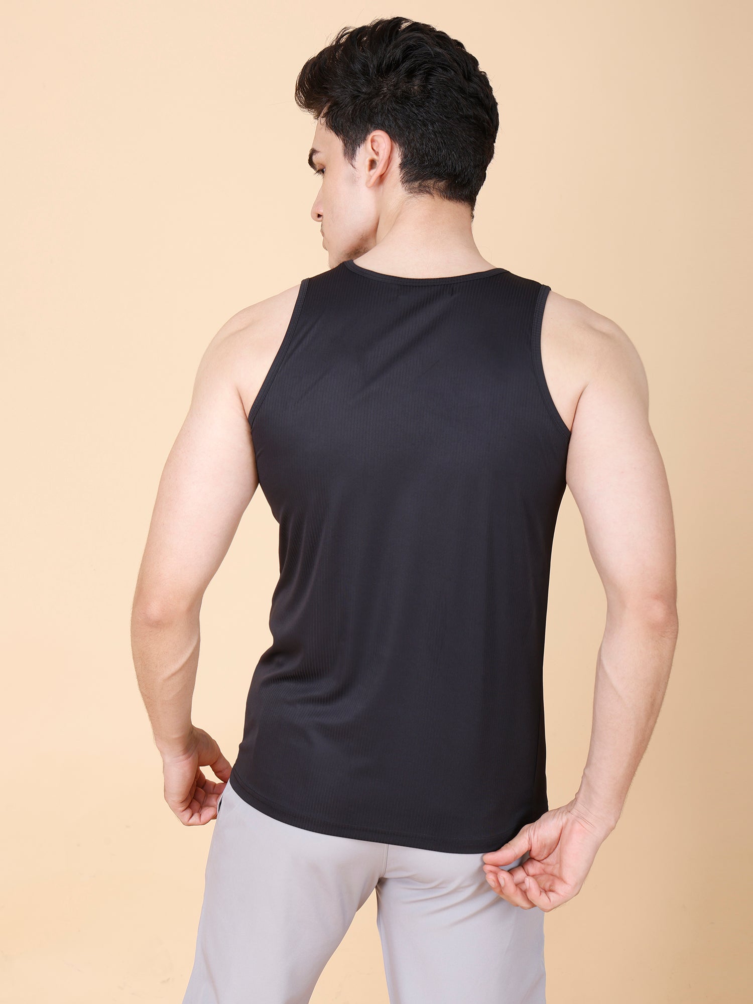Drizone Plain Gym Tank – 2-Way Stretch Lycra - Black