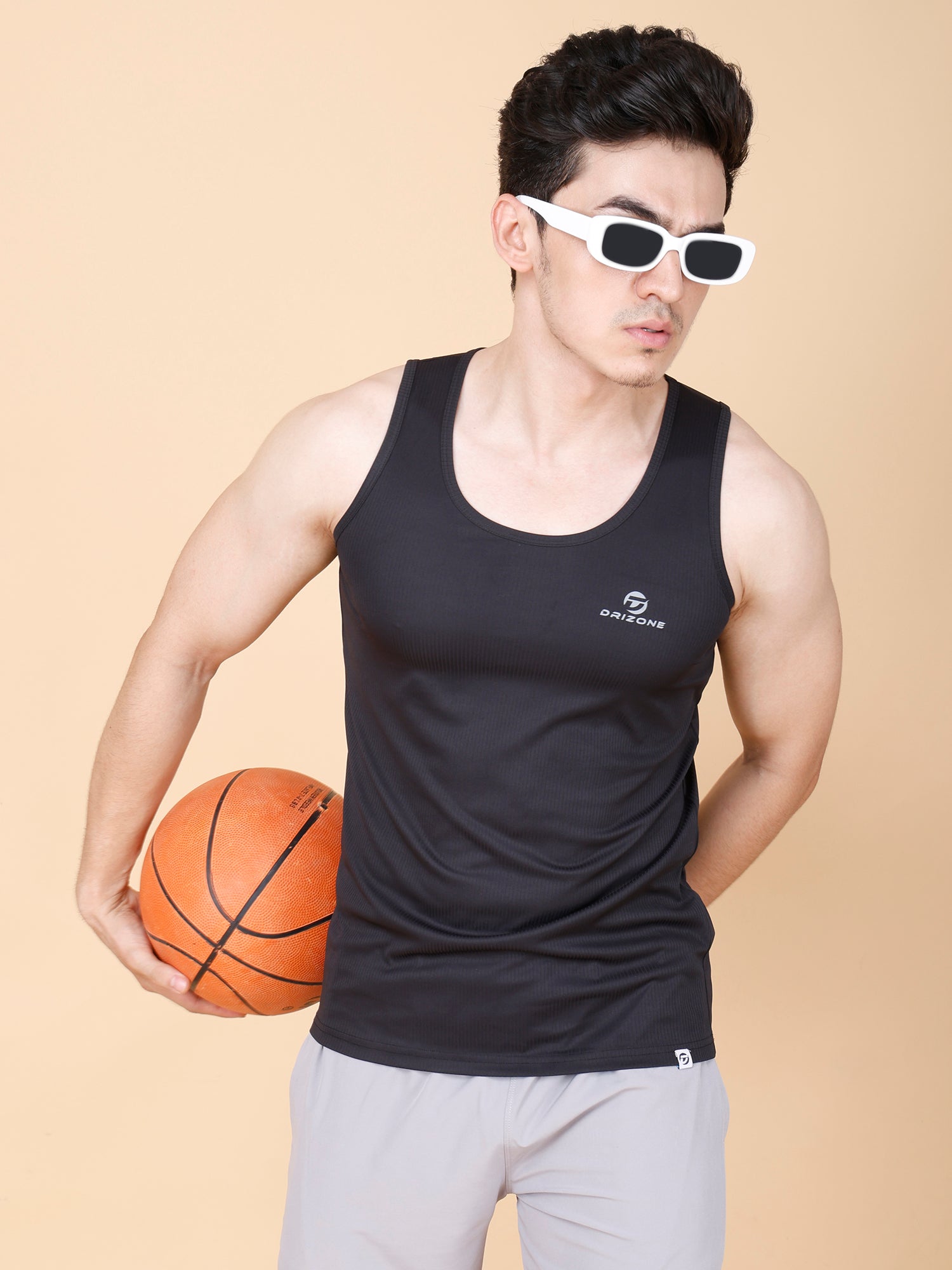 Drizone Plain Gym Tank – 2-Way Stretch Lycra - Black