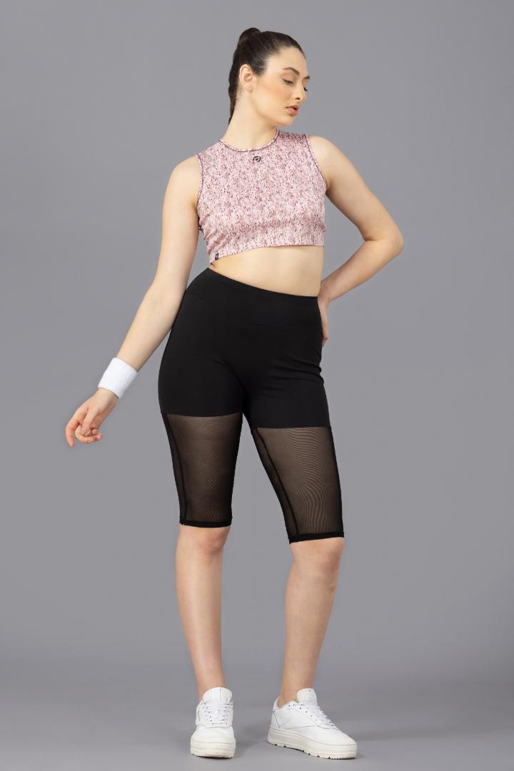 Women's Crop Top – Abstract Printed Polyester - Pink