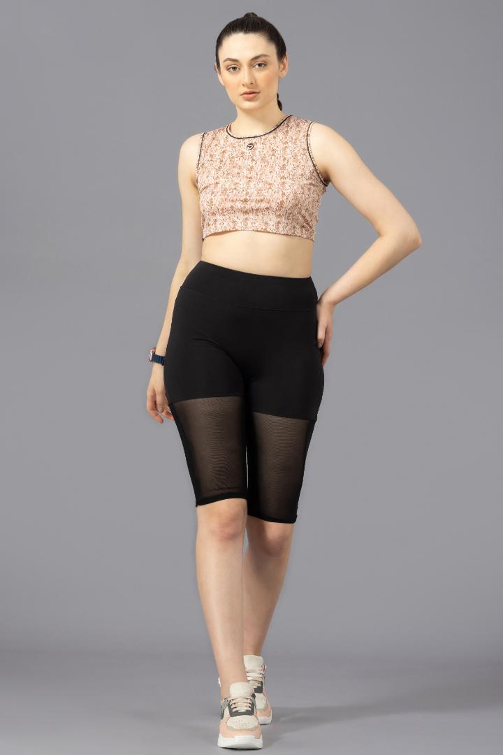 Women's Crop Top – Abstract Printed Polyester - Brown
