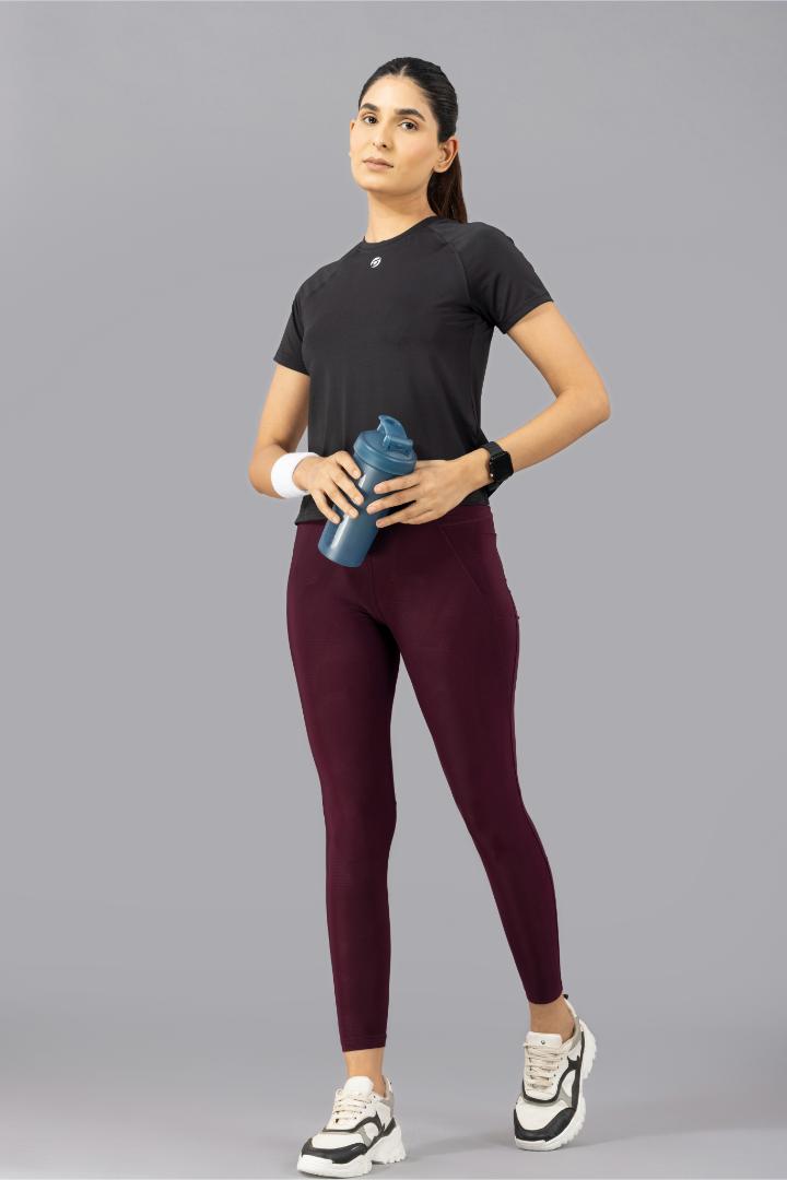 Women's Plain T-shirt – Four Way Lycra Comfort Fit - Black