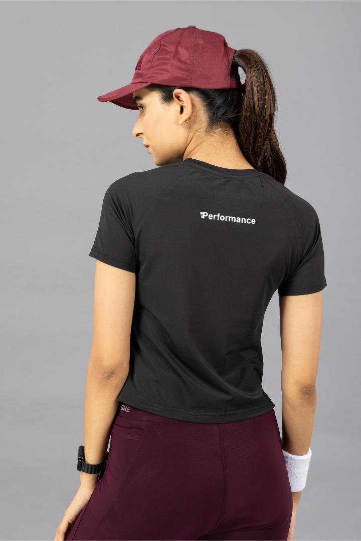 Women's Plain T-shirt – Four Way Lycra Comfort Fit - Black