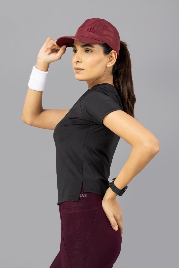 Women's Plain T-shirt – Four Way Lycra Comfort Fit - Black